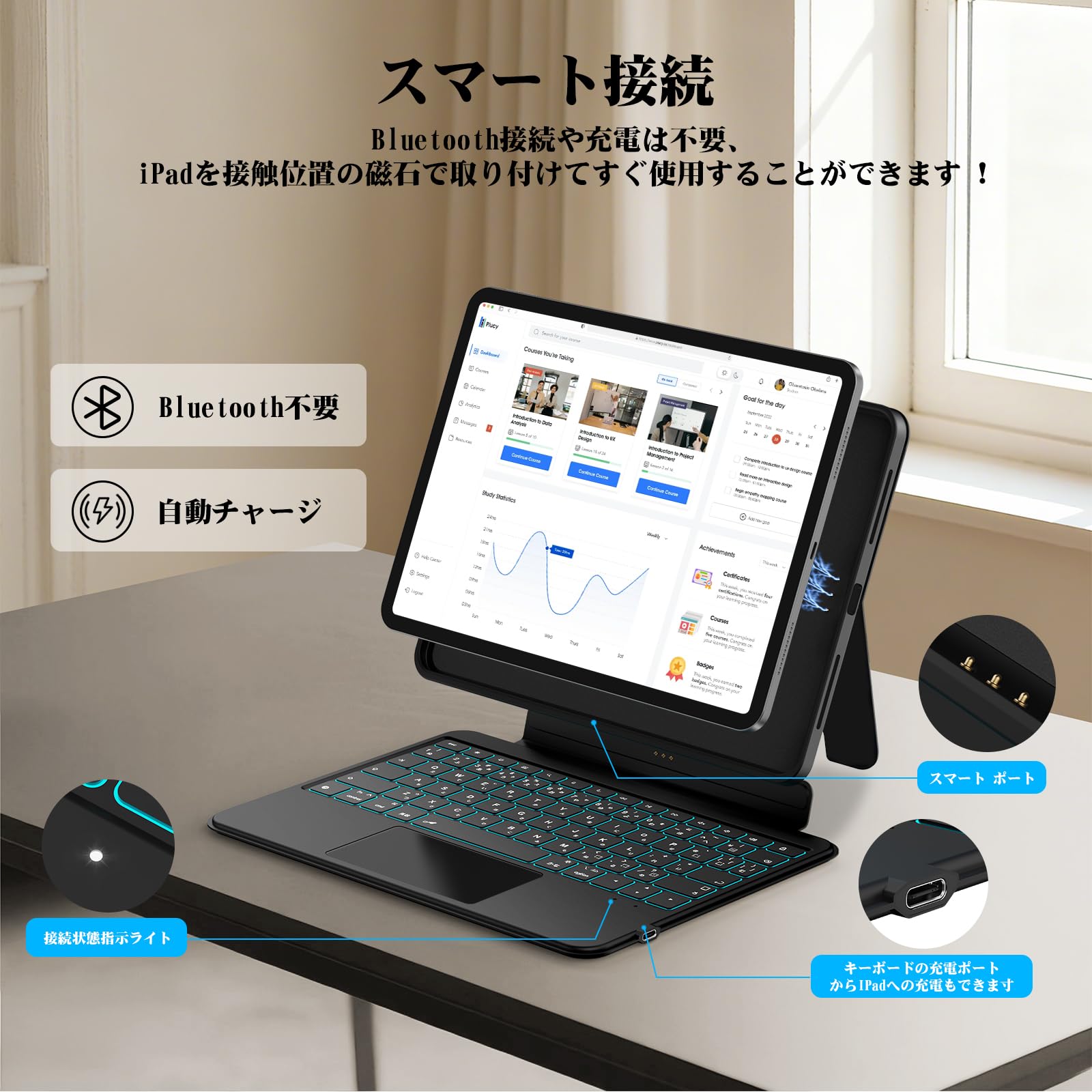 新品 Bettdow 2026最新型 マジックキーボードスマート接続 iPad Amazon.co.jp: Bettdow 【新設計-スマート接続】 マジックキーボード