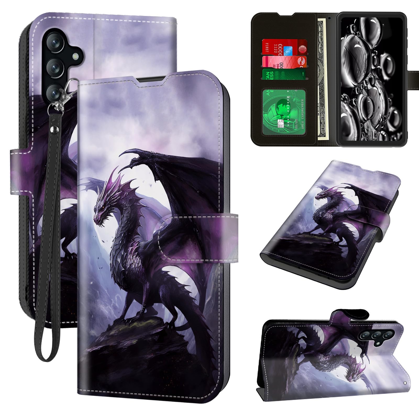 ACWDMKH for Galaxy A15 5G Phone Case,for Samsung Galaxy A15 5G Case Wallet with Card Holder & Wrist Strap Kickstand Folio Leather Magnetic Protective