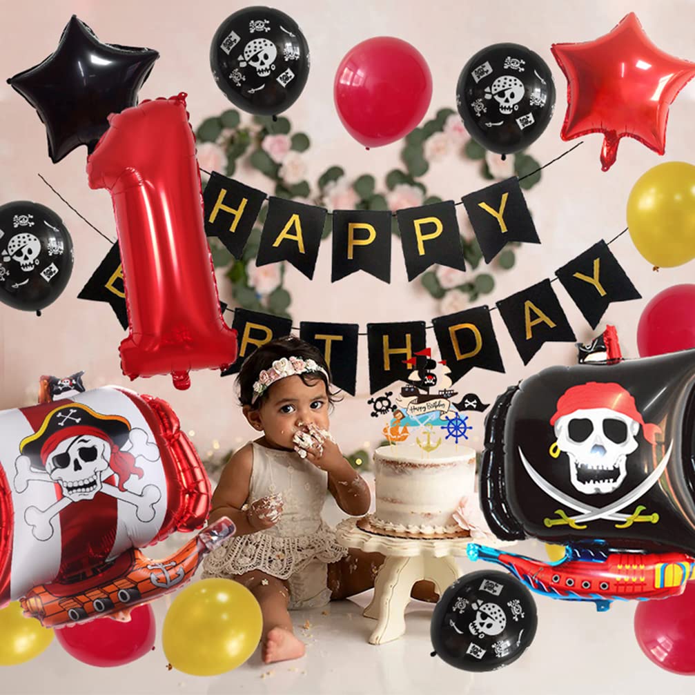Piraten Geburtstagsdeko Für 6. Geburtstag – Inkl. Banner, Folienballons, Latexballons & Cake Topper