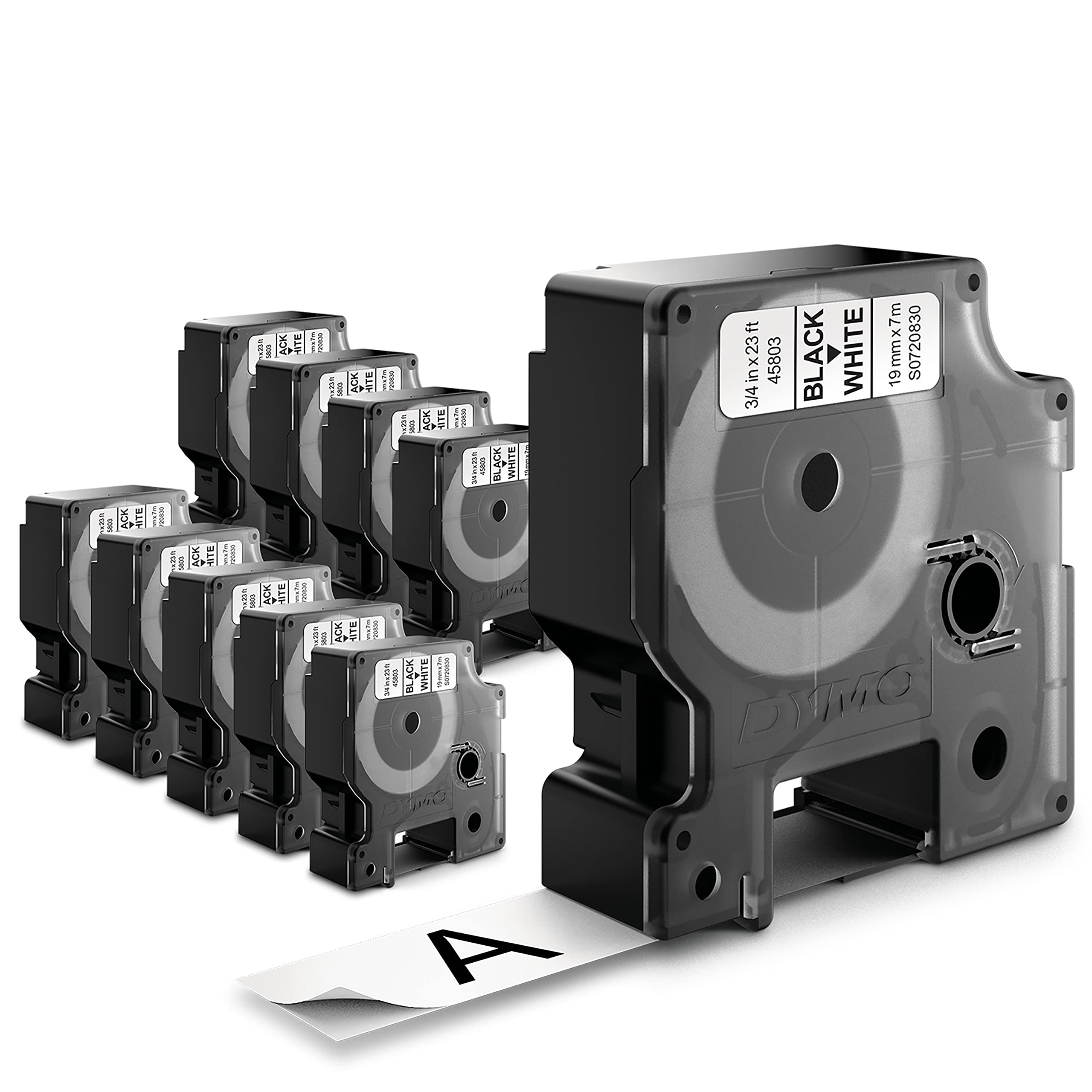DYMO Original D1-Etikettenband | schwarz auf weiß | 19 mm x 7 m | selbstklebendes Schriftband | für LabelManager-Beschriftungsgerät | 10 D1 Etikettenkassetten
