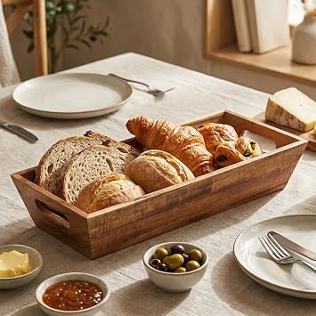 Deconox Akasya Ekmek Sepeti 33 x 15 cm - Dikd rtgen Ah ap Ekmeklik, Sunum ve Servis Sepeti, Tezgah ve Kahvalt l k D zenleyici