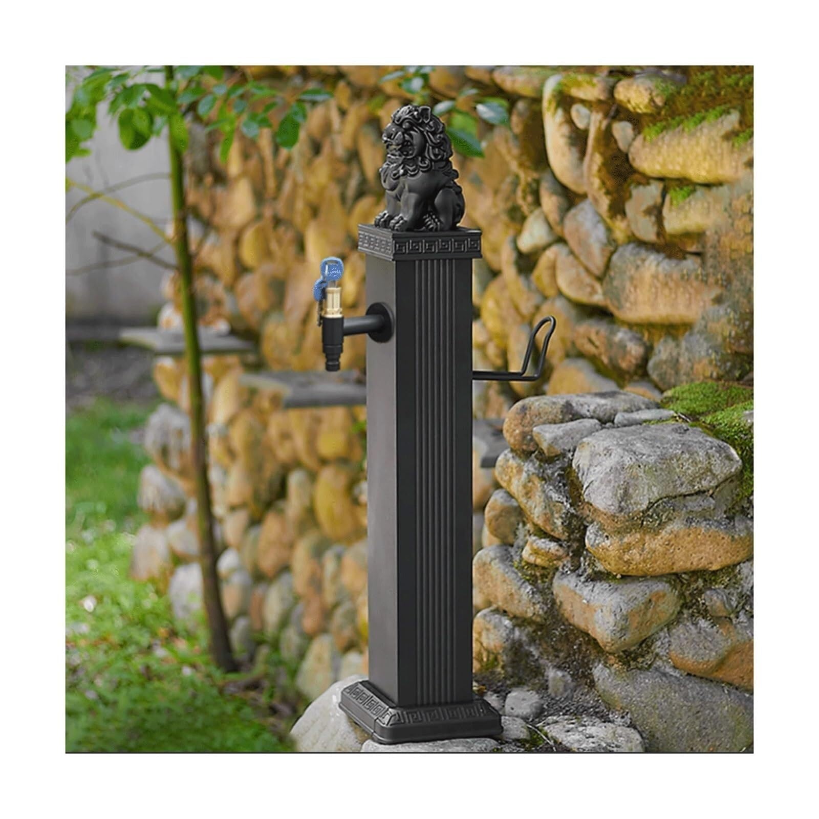 Soporte de manguera de grifo de agua para exteriores con llave de bloqueo y fuente de montaje en suelo para hidrante de jardín