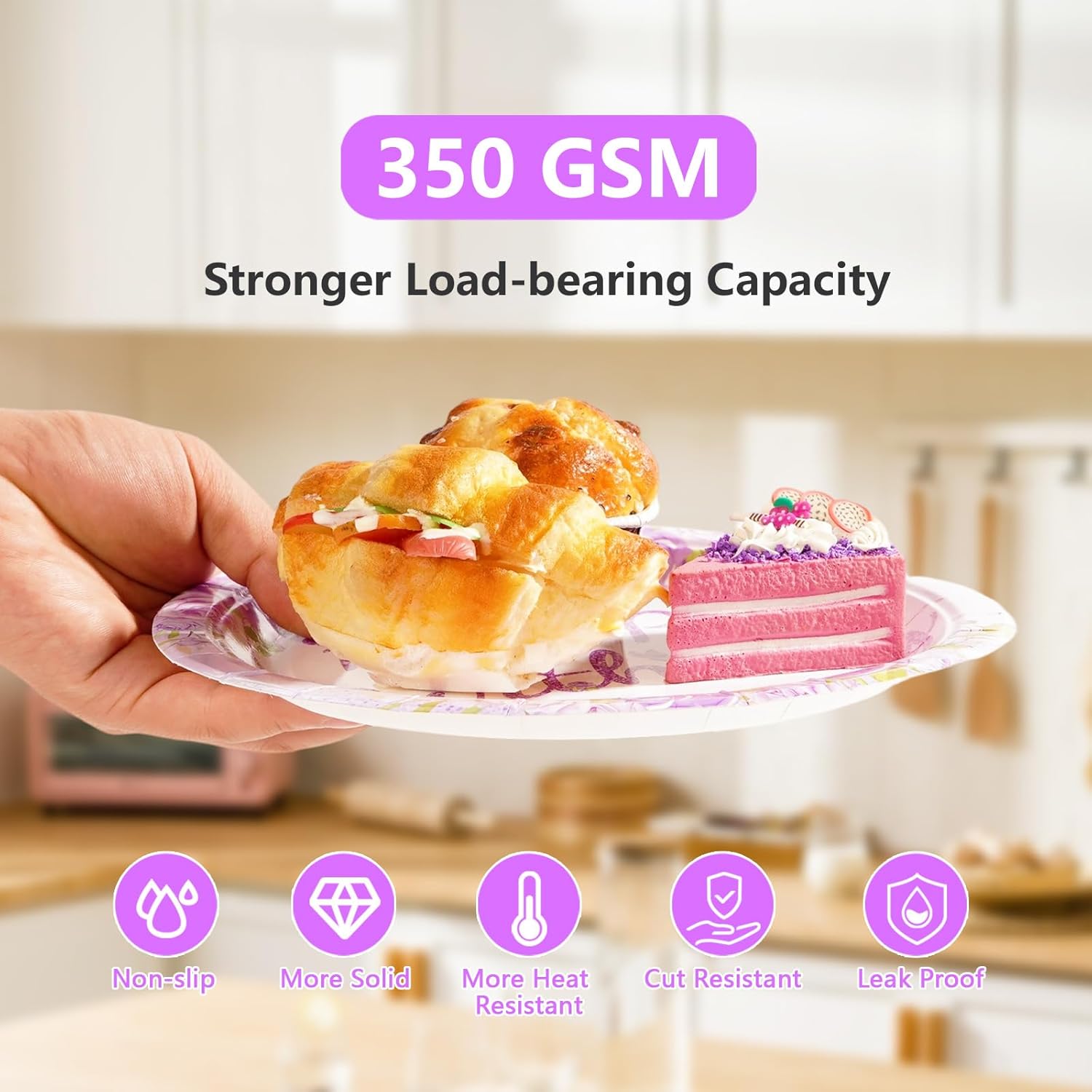 96Pcs Purple Floral Birthday Party Decorations Spring Glitters Floral Birthday Plates and Napkins Sets Spring Purple Butterflies Decoration for Women Girls Lady Rose Shower Party Supplies Serves 24