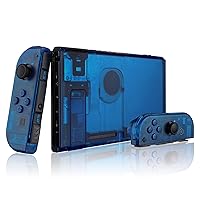 Vista 4 de eXtremeRate Clear Blue Front Back Plate for Nintendo Switch Console, NS Joycon Handheld Controller Housing with Full Set Buttons, Replacement Shell