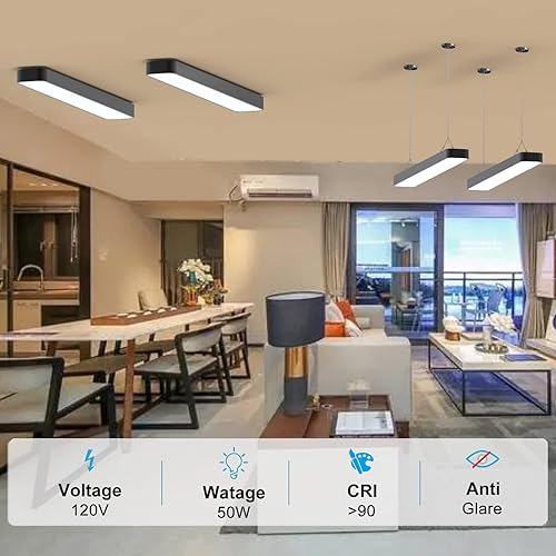 Miniatura 4 de bulbeats Luces LED envolventes compactas de 4 pies y 5 pulgadas, lámparas LED de 4 pies 50 W 7000 lm ecualizador de 400 W 5000 K, color negro,