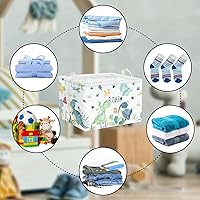 Vista 6 de Clastyle Adorable acuarela verde dinosaurio estante cesta volcán hoja de palma plegable cubo de almacenamiento rectangular ropa libros juguetes cubo
