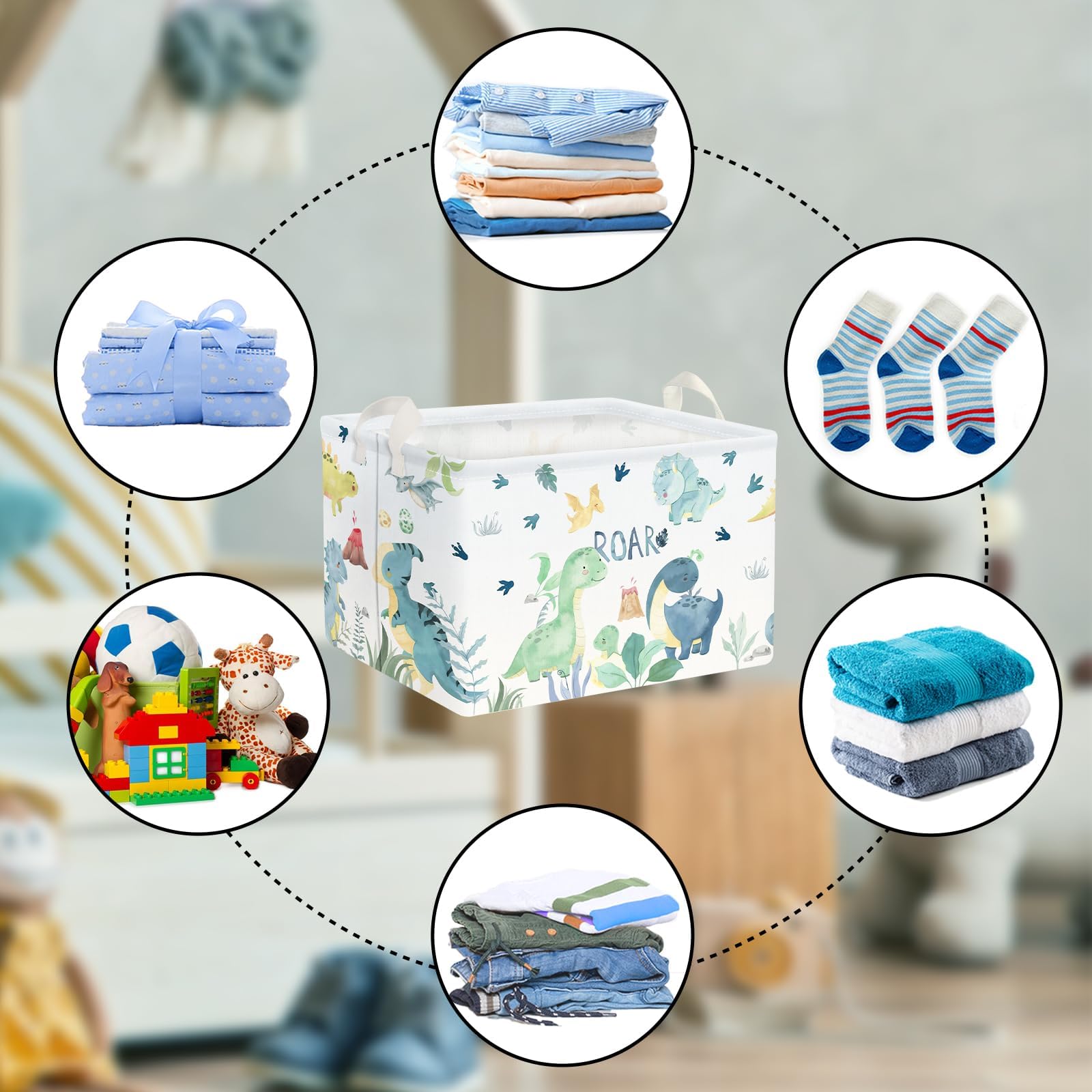 LIWI-Rectangle Panier à Linge Enfants Pliantes Organisateur de Jouets