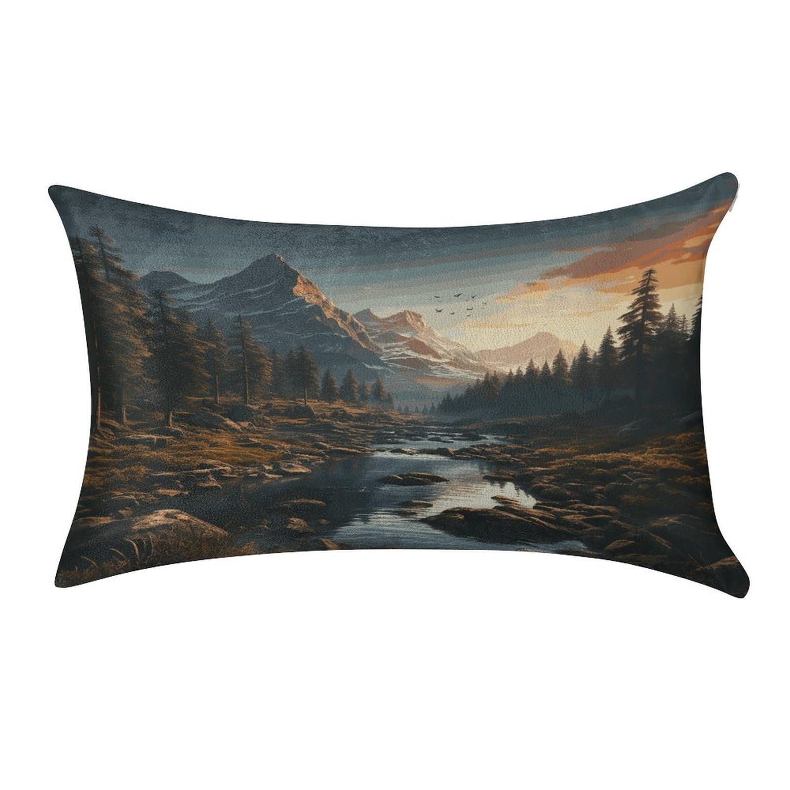 FekiLoot Wilderness Pillow Covers Luxury Velvet Oblong Pillowcases Rectangular Throw Pillows Case Decorative Velvet Cushion Covers Ultra Soft Lumbar Pillow Shells 12 X 20 in