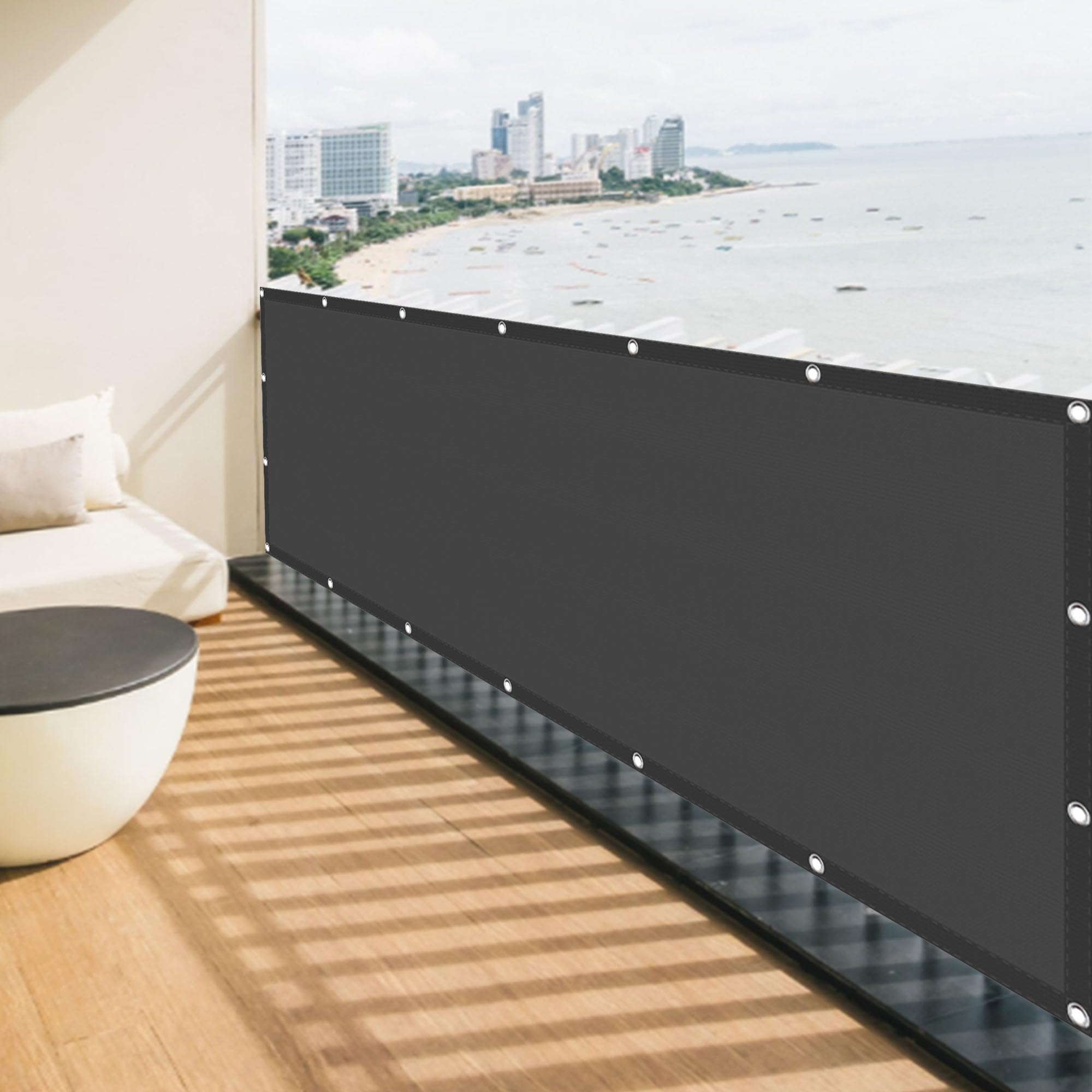 Voile d'ombrage protection UV avec oeillets toile résistante pour balcon et extérieur