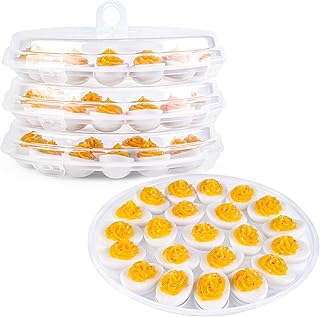 3PCS Deviled Egg Containers with Lid, Clear Deviled Egg Platter Egg Carrier Egg Holder Deviled Egg Keeper Easter Thanksgiving Party Home Kitchen Supplies