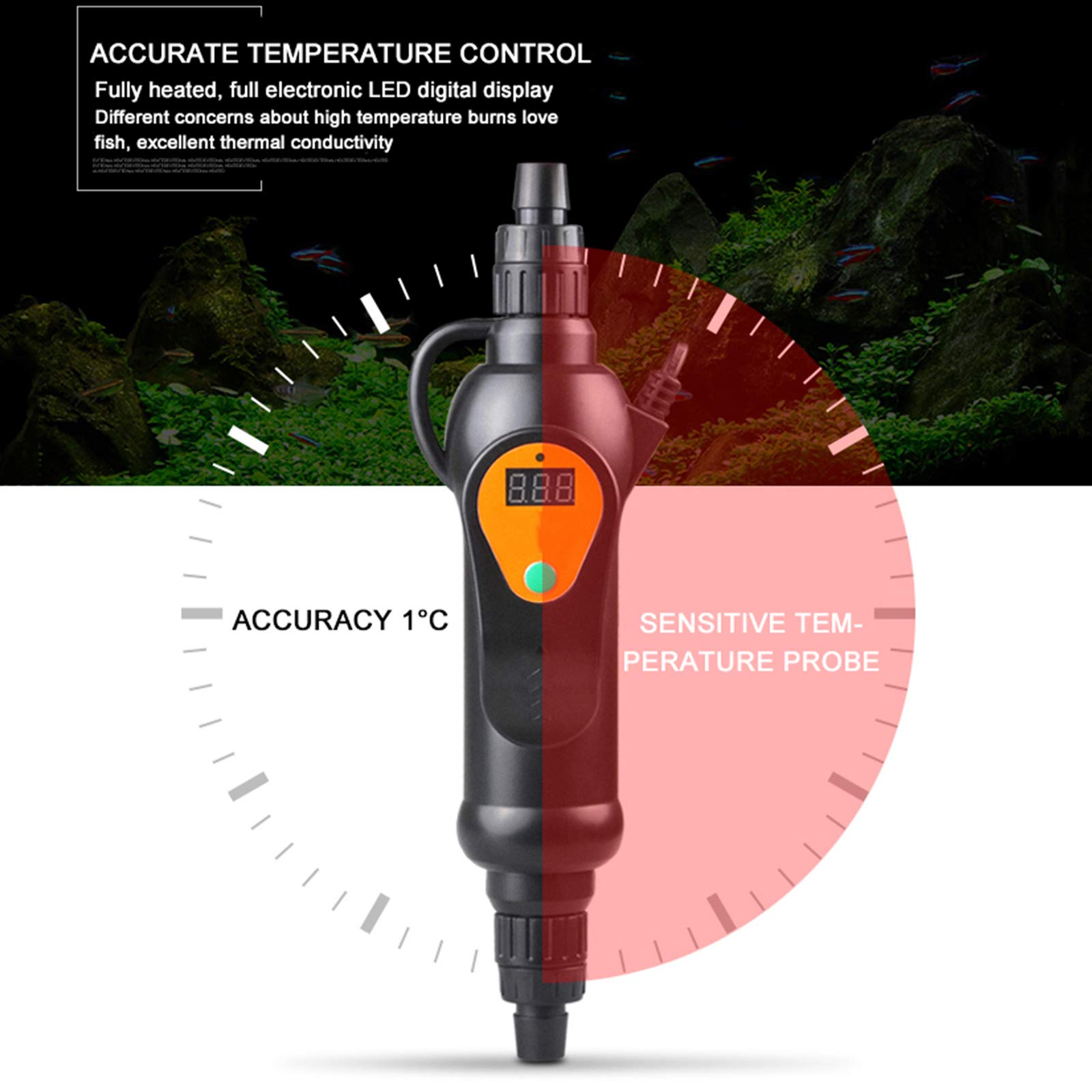 Ajustable Acuario Calentador para Acuario Externo Agua Varilla De Calefacción Controlador De Temperatura con LED Digital Temperatura Controlador para Pecera De Tortuga Betta Y Pequeña