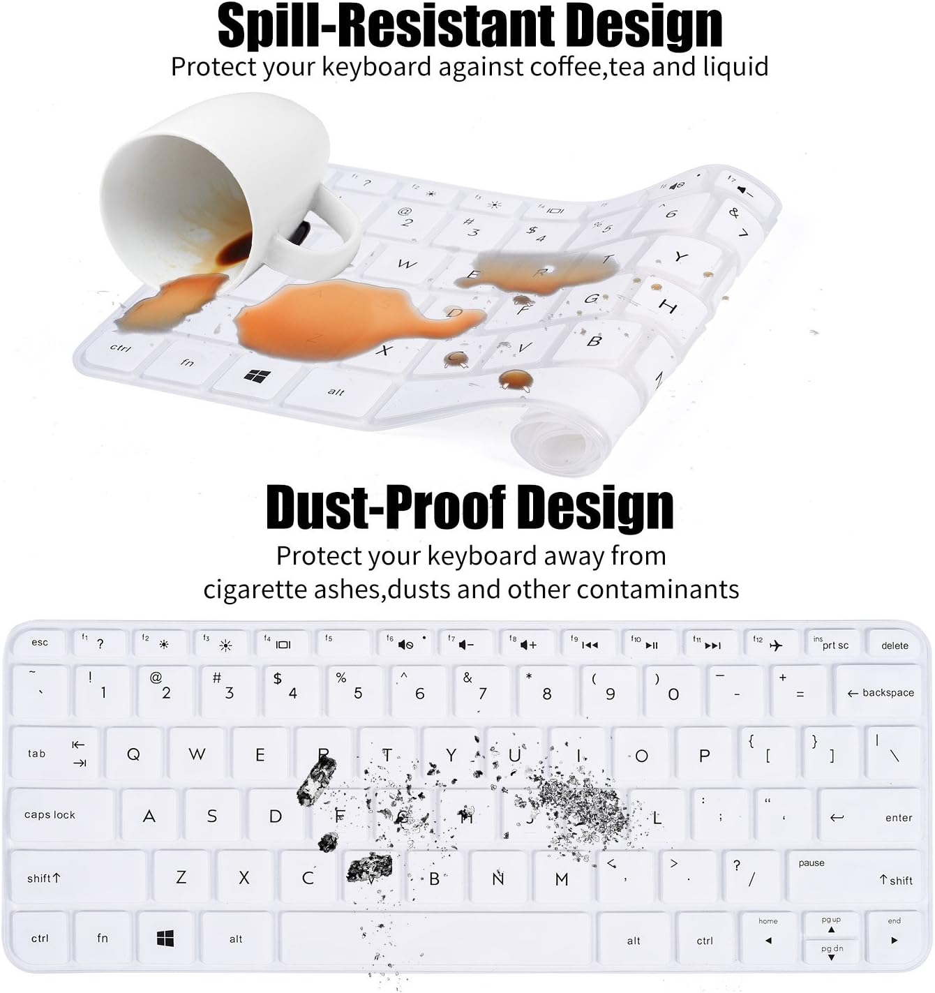 CaseBuy Keyboard Cover Compatible 2019 2018 2017 HP Stream 11 ah110nr ah012dx ah112dx / HP Stream 11 Pro G4 G2 11.6 / HP Stream 11 y010wm y010nr y020nr Soft-Touch Protective Skin, White