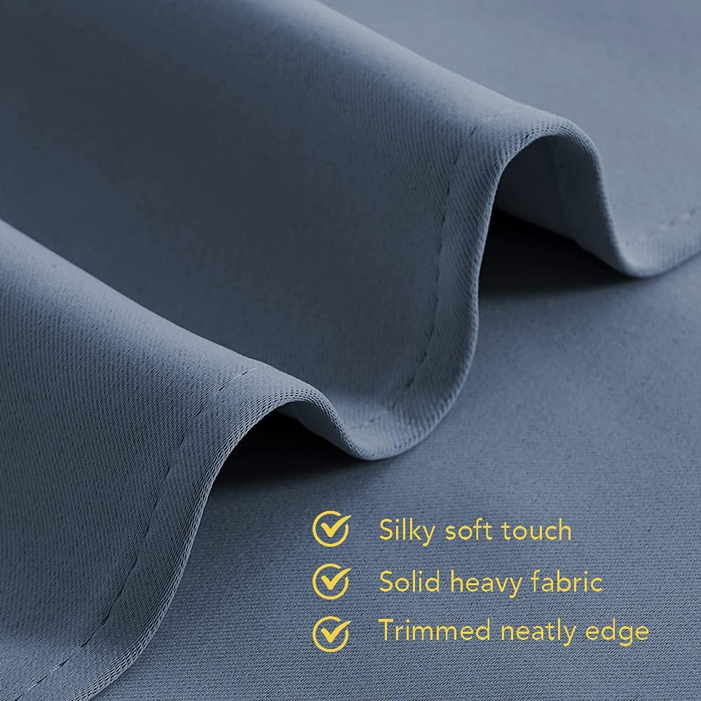 NICETOWN Thermal Insulated Curtains Blackout Draperies, Window Treatment Solid Grommet Room Darkening Drape Panels for Bedroom (Set of 2 Panels, 42 by 45 Inch Long, Stone Blue Blue)