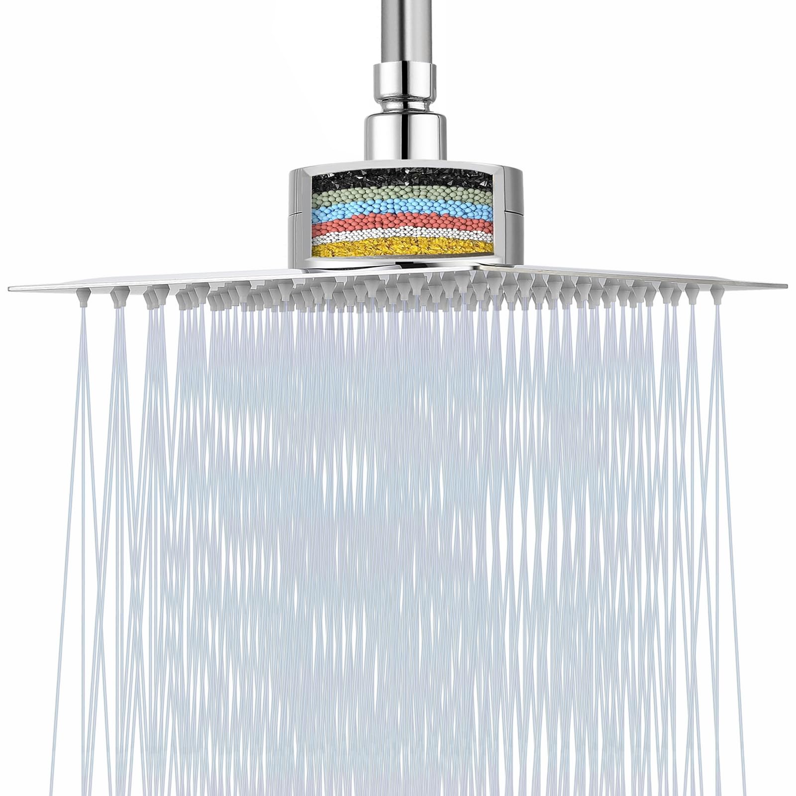 Cabezal de ducha filtrado, cabezal de ducha de alta presión con filtro para agua dura, elimina el cloro y las sustancias nocivas, cabezal de ducha cuadrado de 30 cm (cromado)