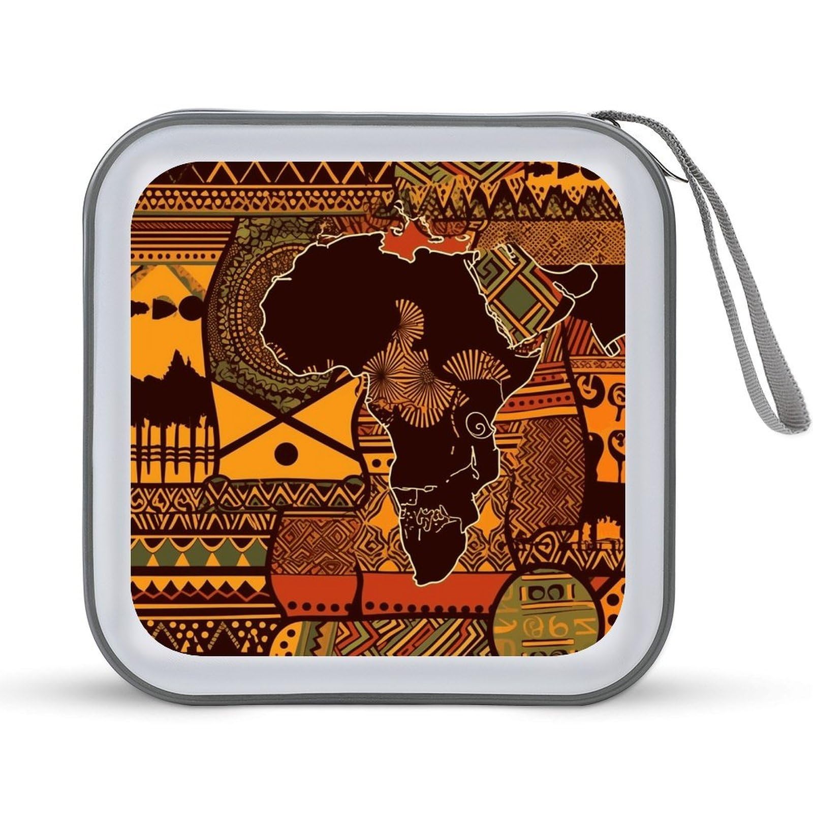 VstaDank African Map Ethnic Pattern CD Case DVD Holder Storage Portable Carrying Binder Holder Wallet Large Storage Disc Wallet Bag Hard Plastic DVD Disc Cases Large Media Binder 40 Capacity