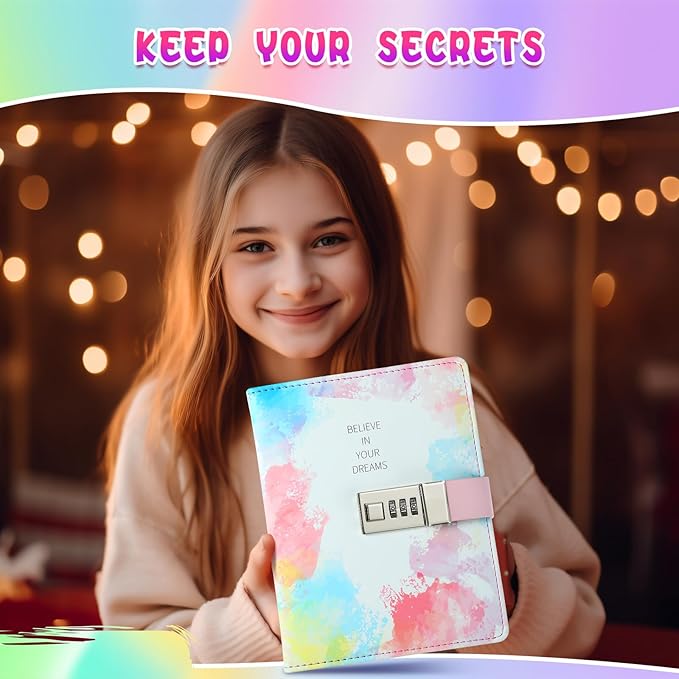Diario con Candado para Niñas 8-12 Años, Diario Secreto con Bolígrafos, 256 Páginas miniatura 6