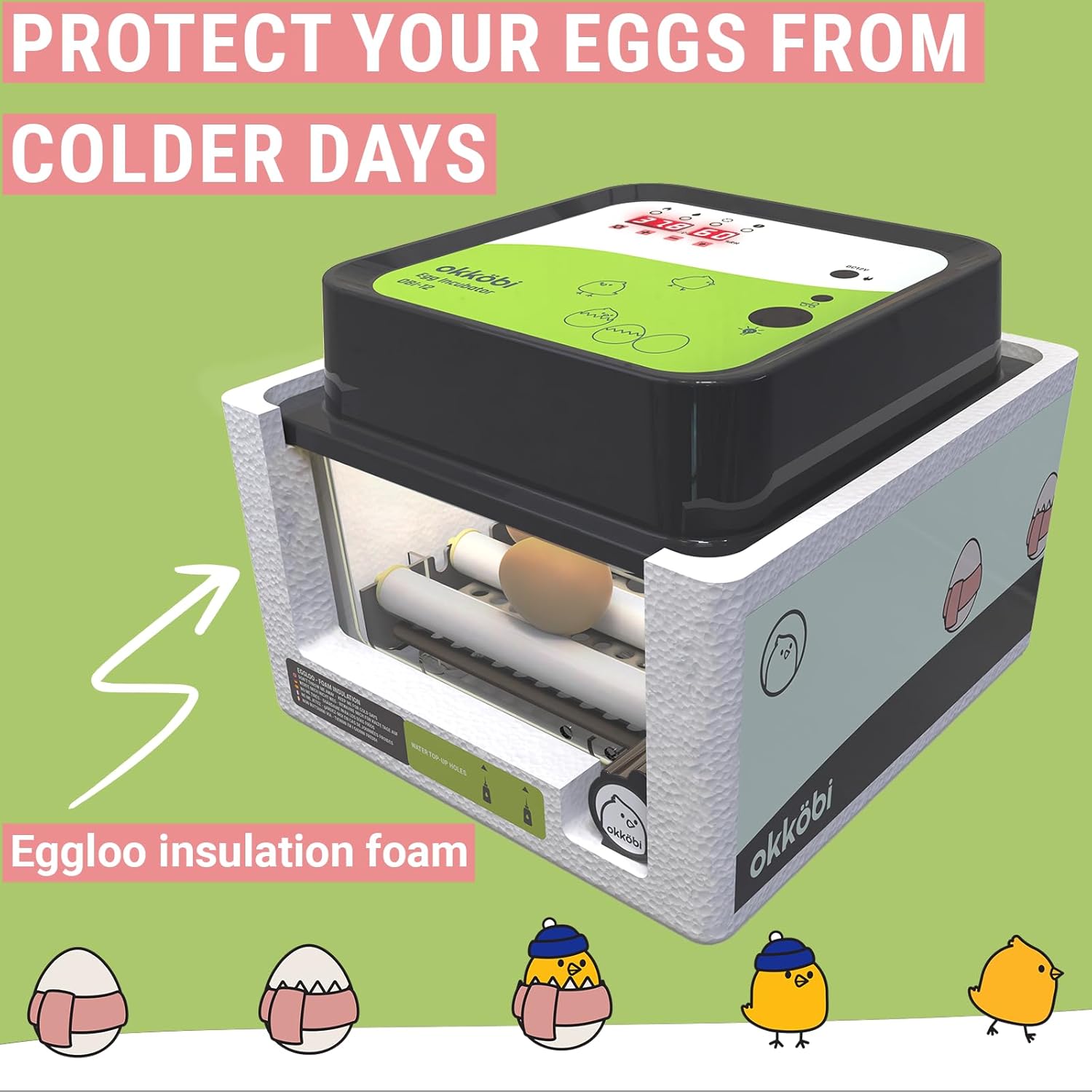 OKKÖBI OBI-12 incubator with Eggloo insulation foam