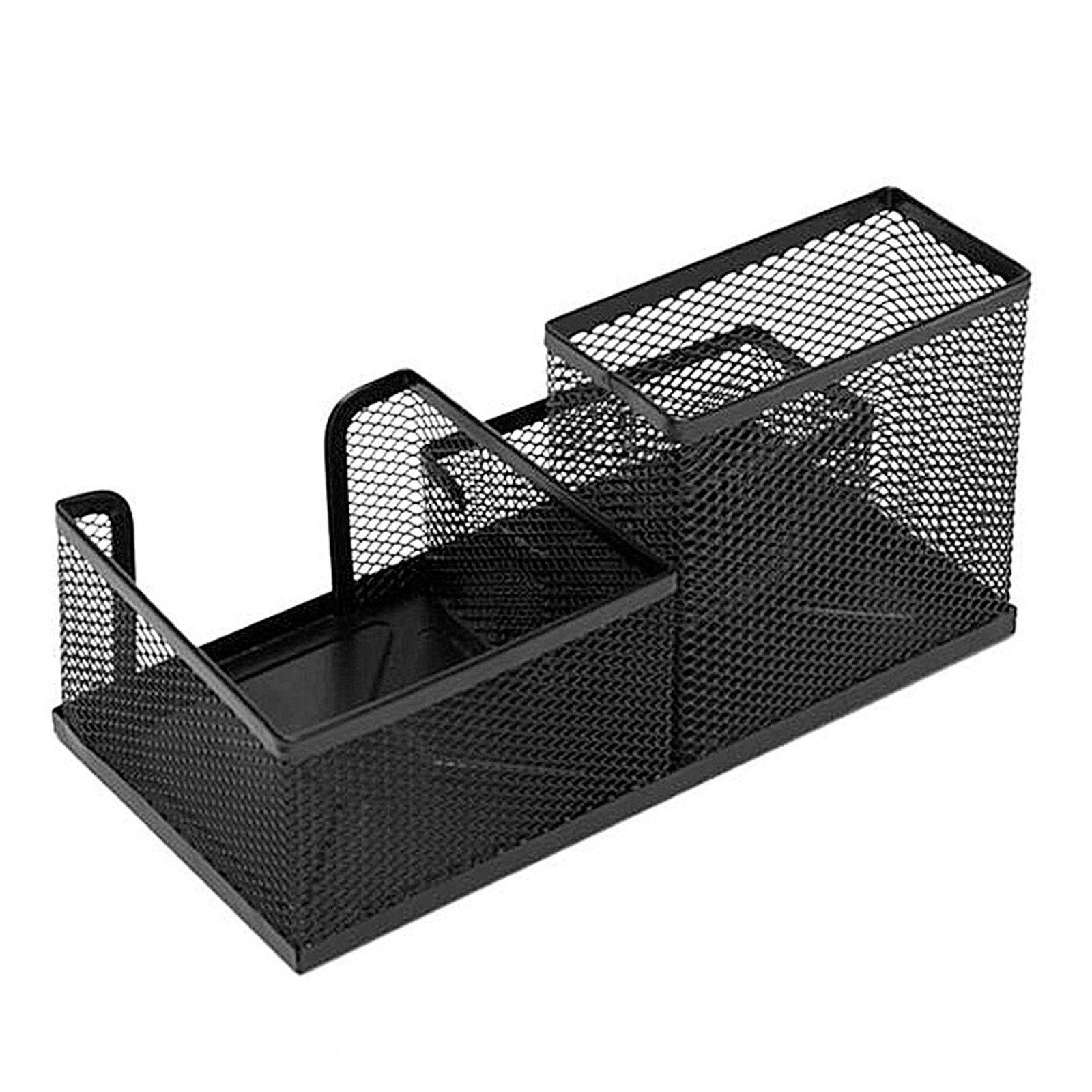 Organizer da scrivania portapenne in rete metallica nera 20x10x10 cm