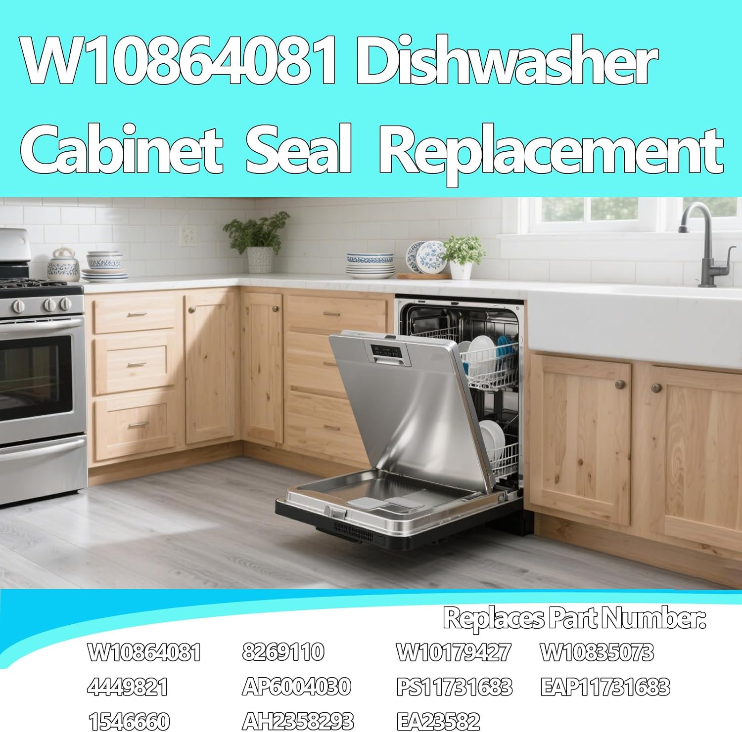 W10864081 Cabinet Seal Compatible with Whirlpool Maytag KitchenAid Kenmore