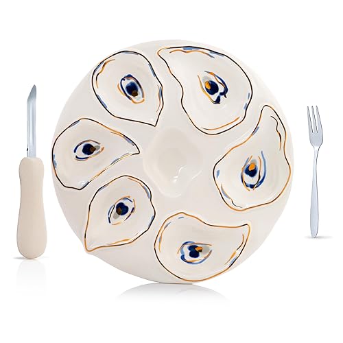Oyster Serving Platter Set – Oyster Plate with Shucking Knife
