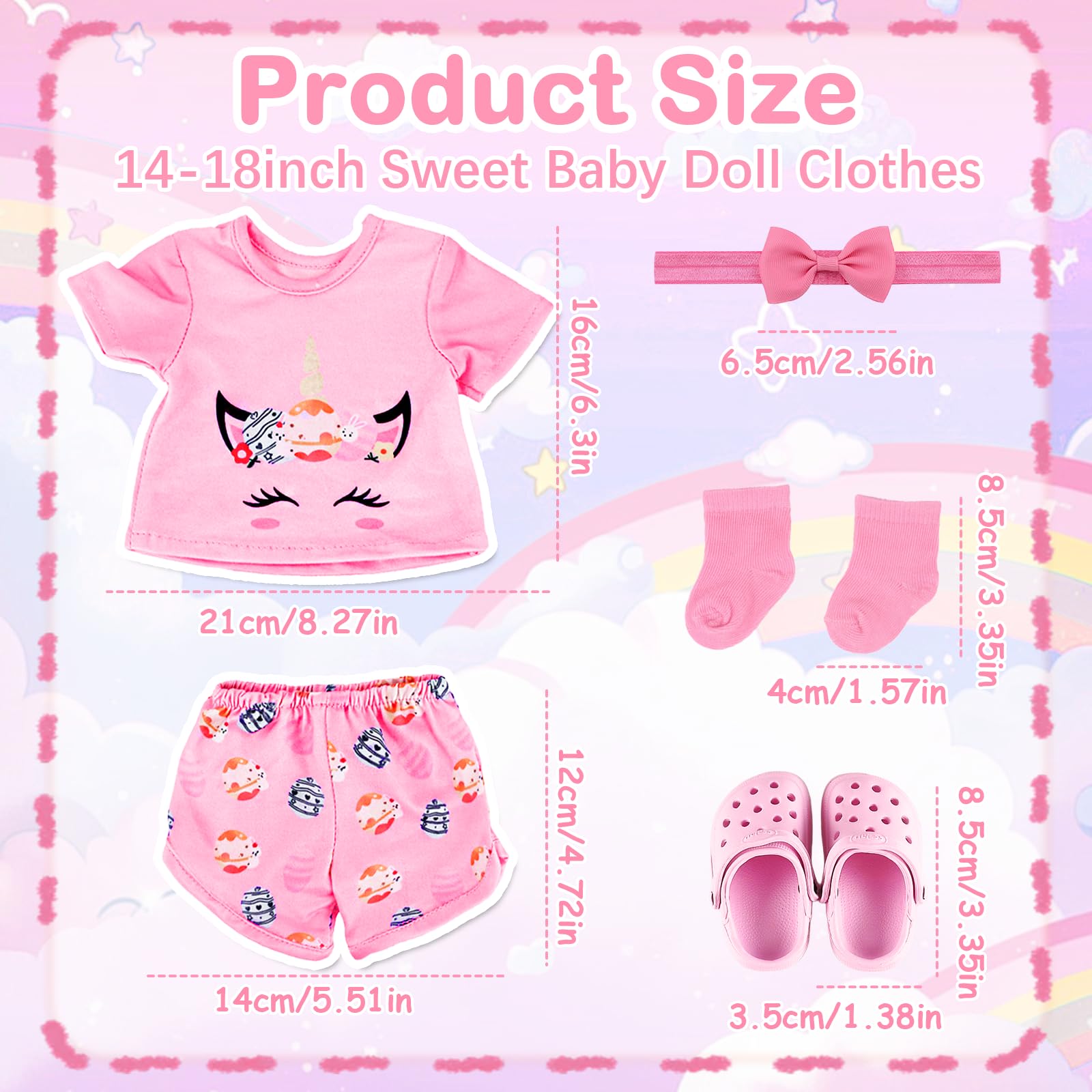 5 Pcs Doll Clothes Compatible with 14-18 inch New Born Baby Dolls - Image 2