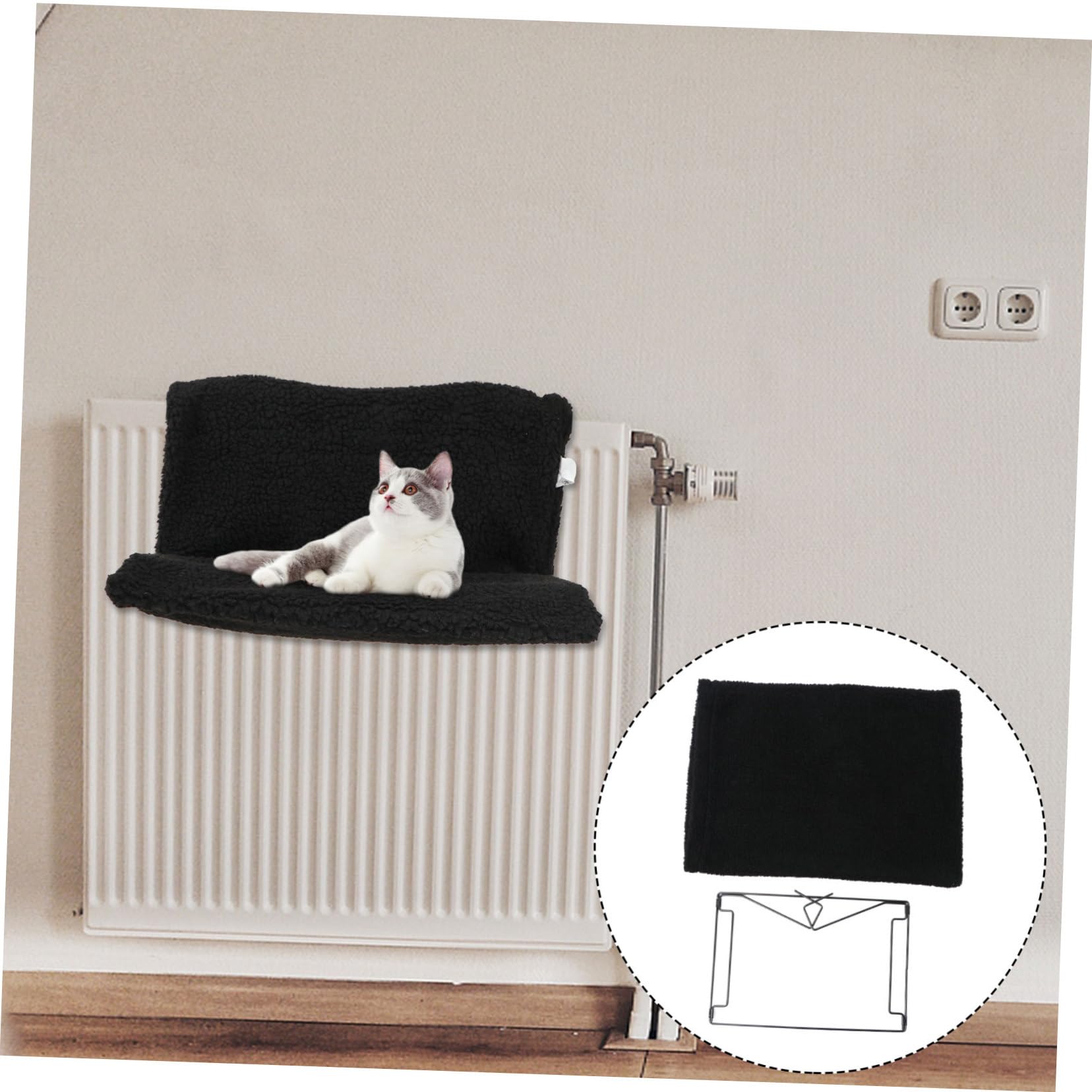 Mobestech Hamac pour Chat Suspendu Cadre Fer Noir en Polaire