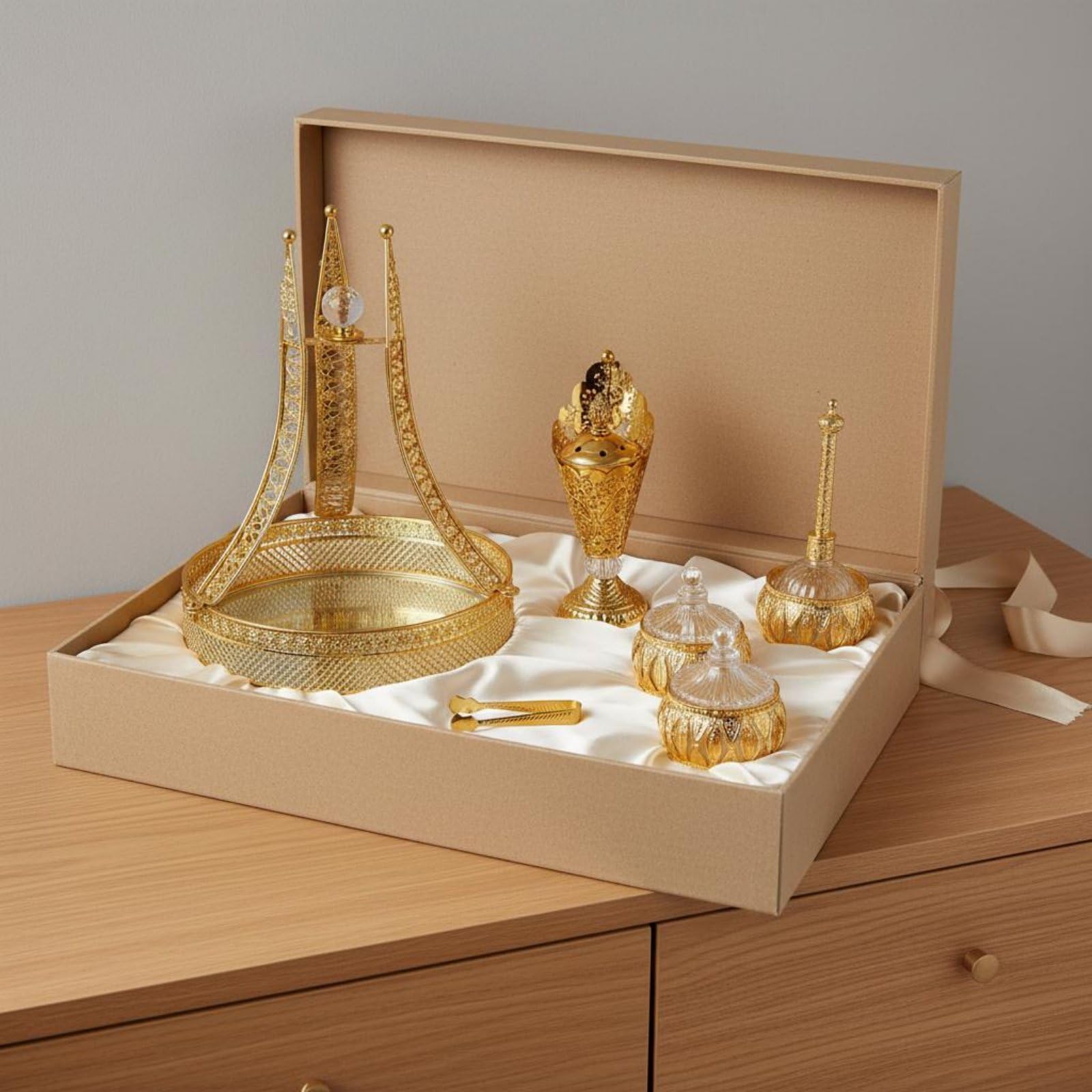 1 Porta Incienso Decorativo Colección de Perfume Ornamento Detallado Metálico Recipiente Brillante Adecuado para Salón Mesa Té Exposición Estilo Clásico Relajación Hogar