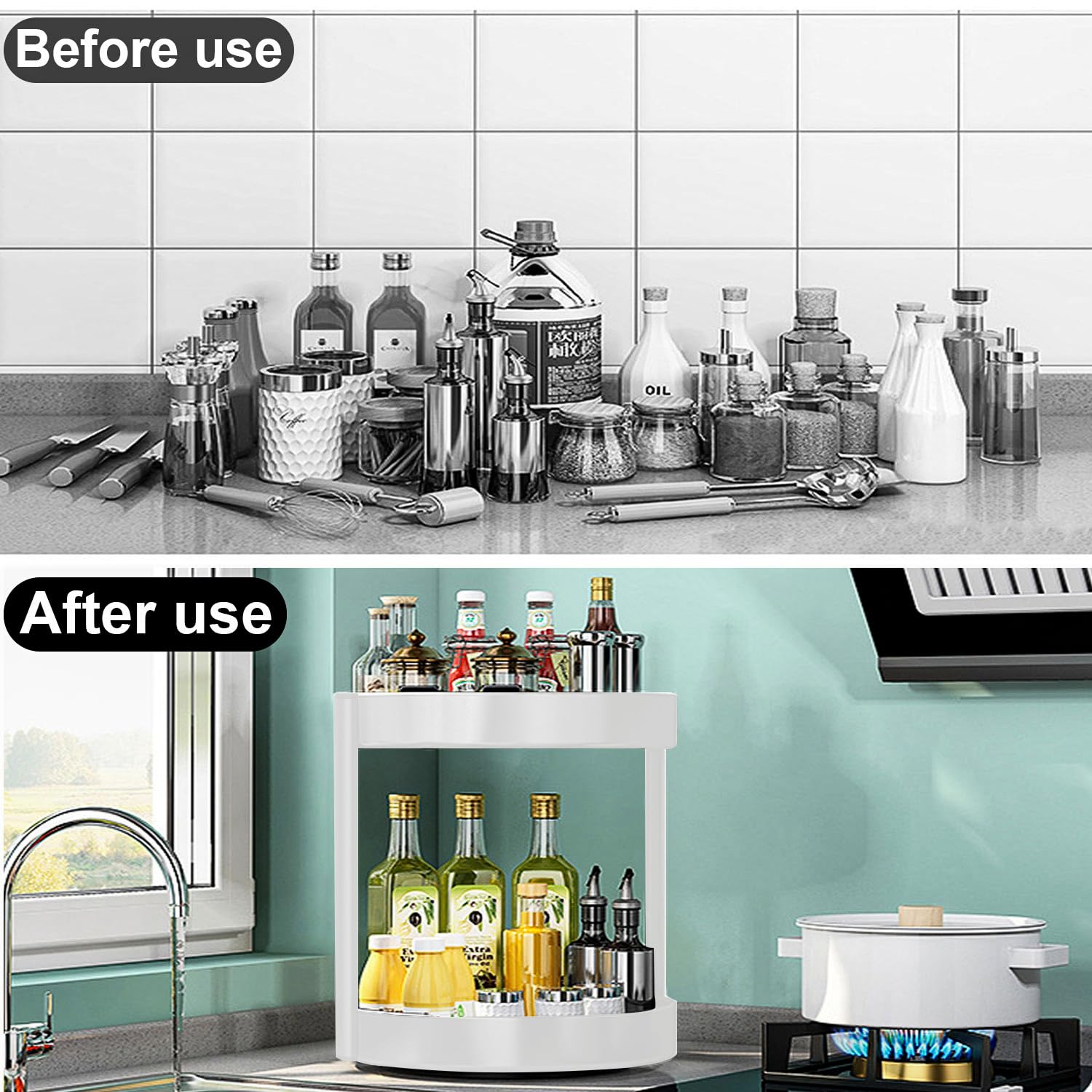 Plateau Tournant Antidérapant, Plateau Rotatif Rond, Organisateur D'épices Pour Cuisine, Armoire, Salle De Bain, Réfrigérateur, 30cm, Noir | Leroy Merlin