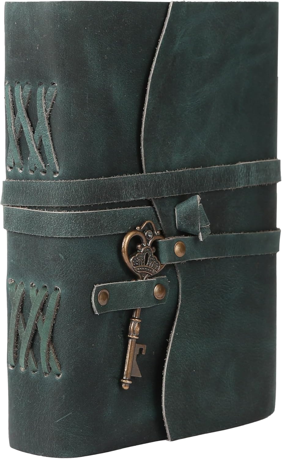 Leather Journal with Deckle Edge Paper 8x6 inch and Vintage Key | Handmade Writing Notebook Diary | Bound Daily Notepad for Men & Women Medium, Sketch/Writing pad for Artists
