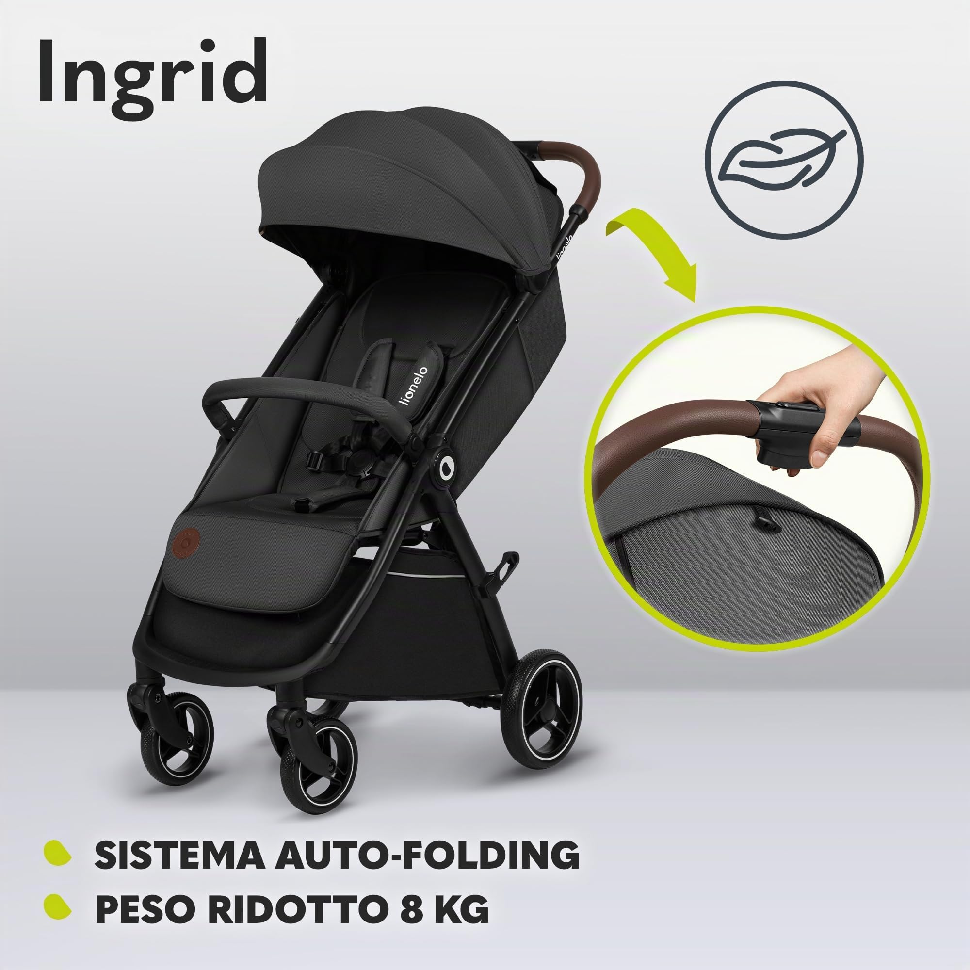 LIONELO Ingrid Passeggino Leggero Pieghevole per Bambini fino a 22 kg
