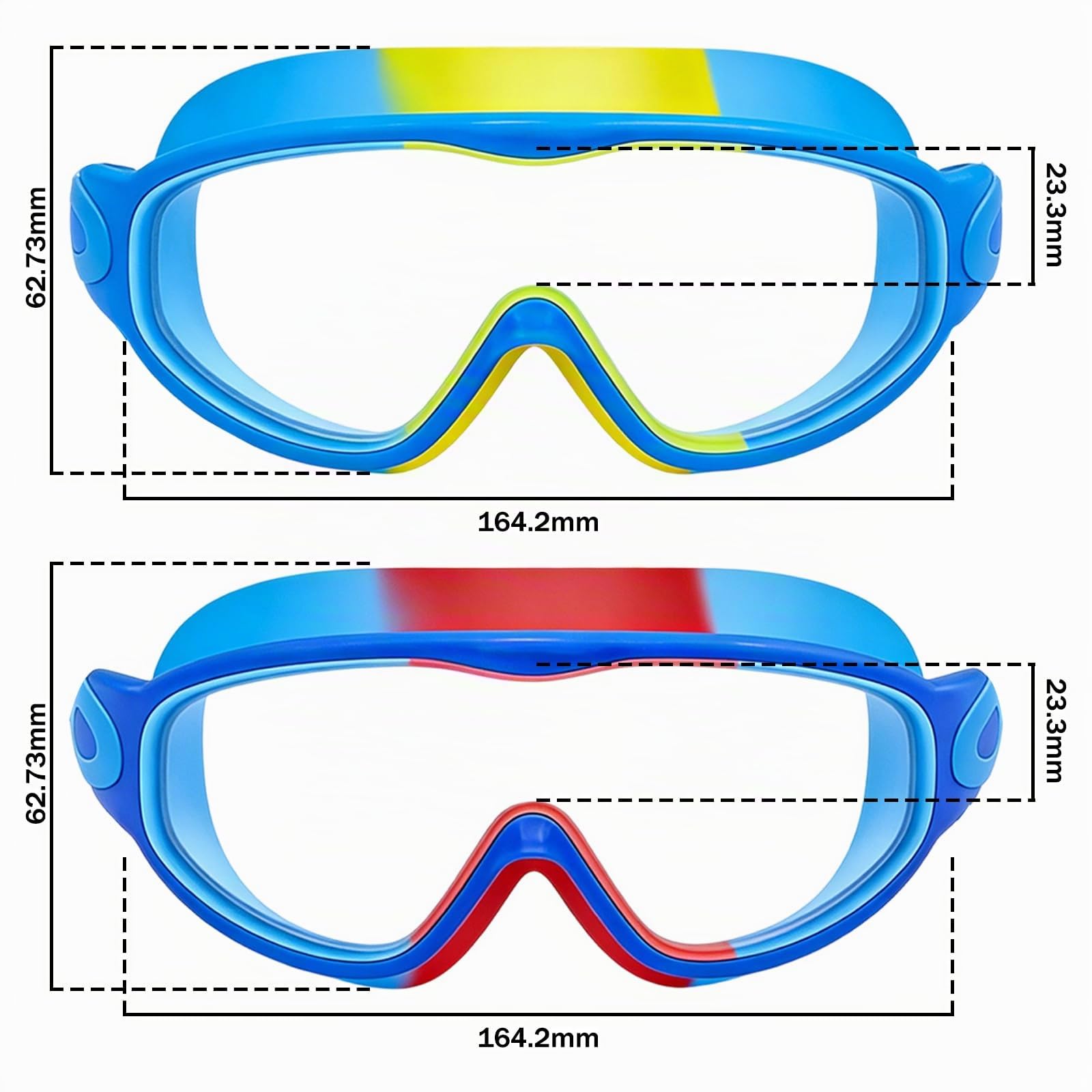 JSTHHTT 2 piezas gafas natación para niños, gafas de natación para niños, anti-UV, a prueba de fugas y antivaho y visión panorámica, sello de silicona, gafas de natación de 3 a 15 años