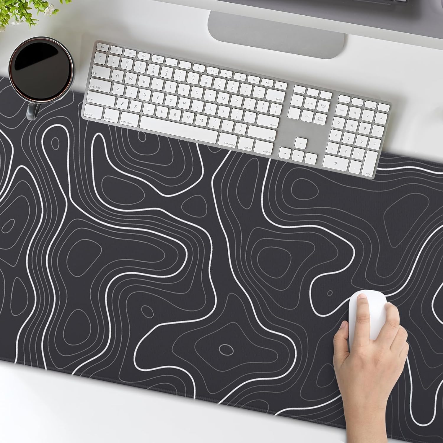 Saco XXL Gaming Mouse Pad for PC – Large Desk Mat 900×400×3mm, Extended Non-Slip Rubber Base, Waterproof Surface, Topographics Design, Big Keyboard Mouse Pad for Office & Home Setup — Amazon image 7
