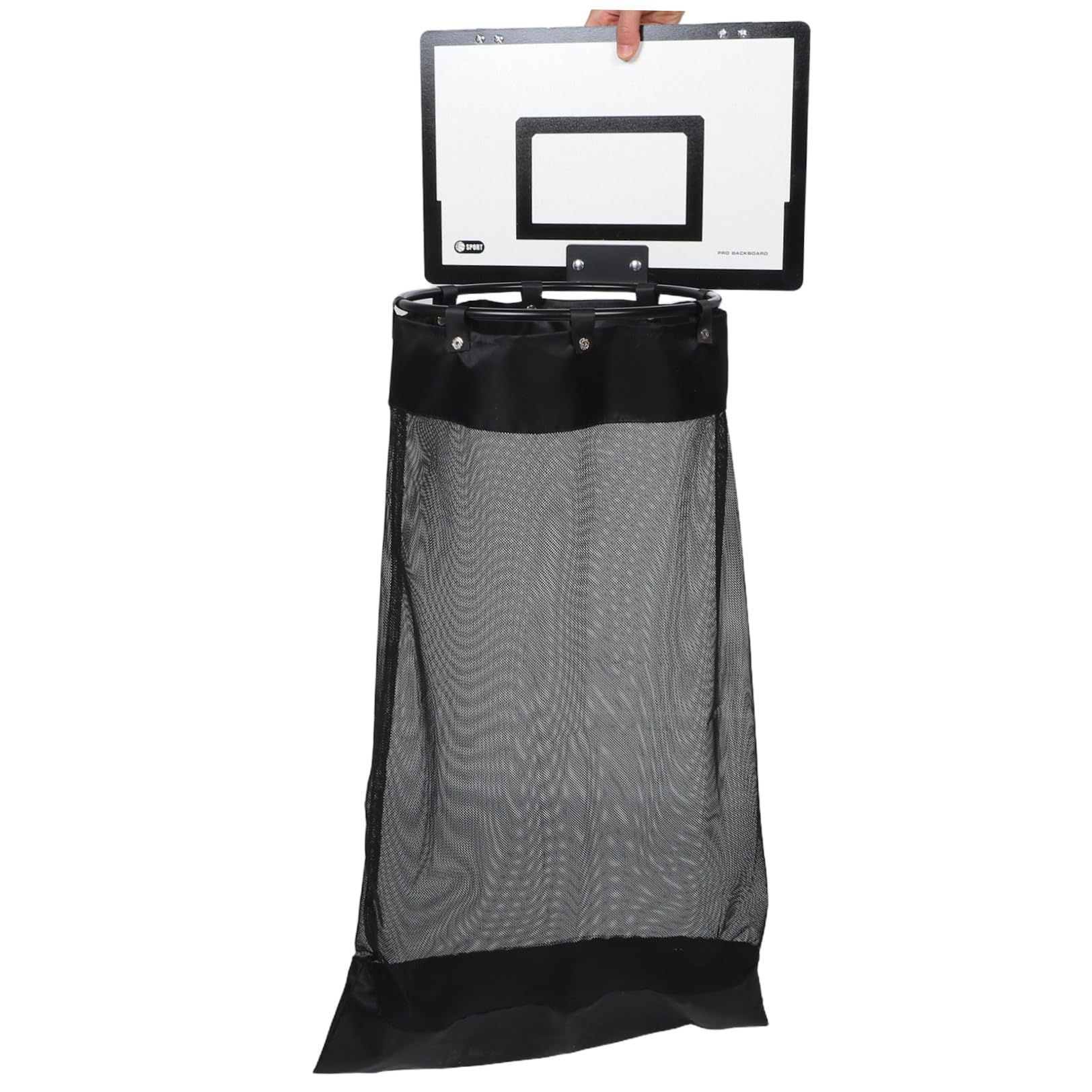 USHOBE Cesto Portabiancheria Canestro da Basket da Porta Nero | Pannello in Legno, Struttura in Ferro e Tessuto, Chiusura con Cerniera, per Casa e Bagno