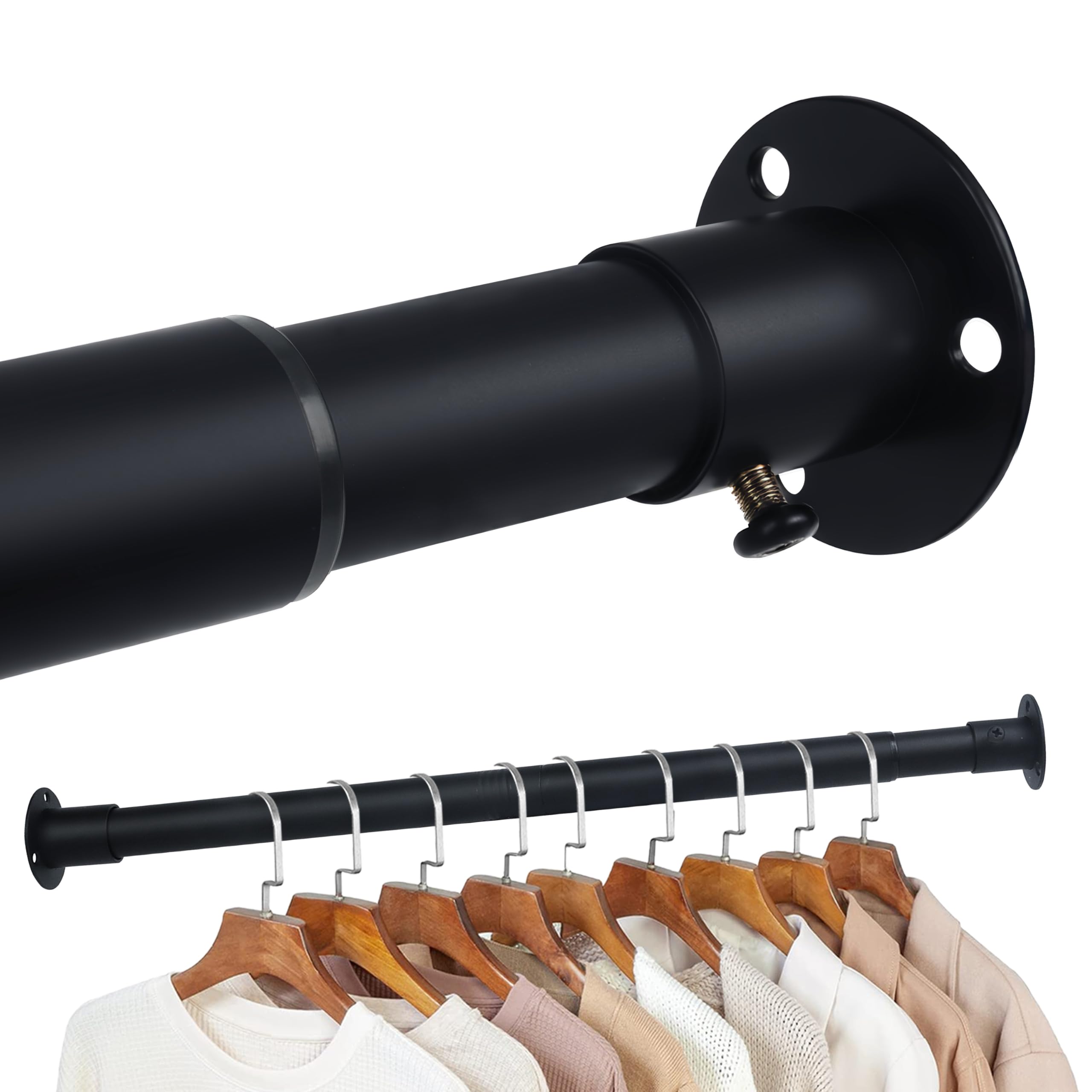 KINGSOW Wardrobe Rail Extendable Adjustable: 64.5-222cm — image 1