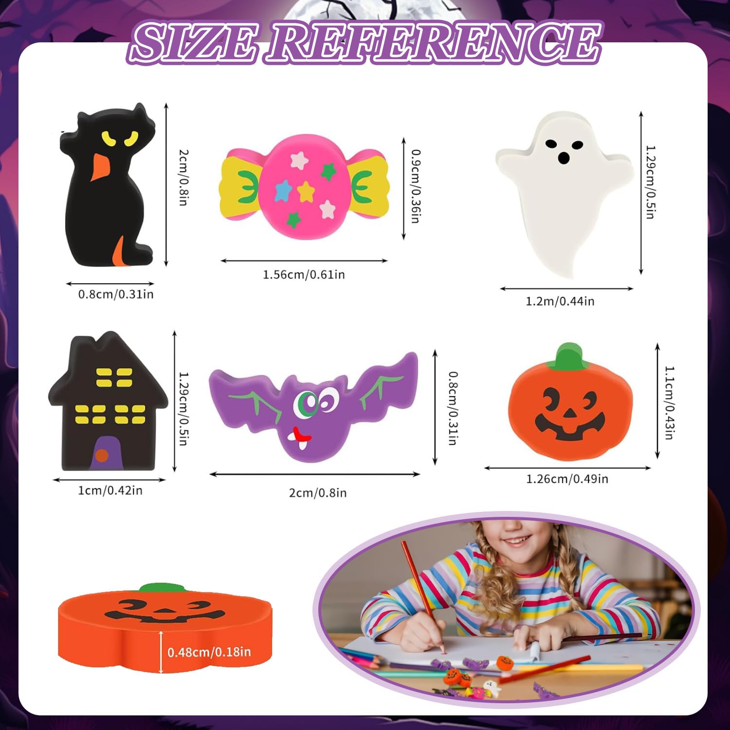 Mini gomme da cancellare di Halloween per bambini, a forma di zucca, dolcetto o scherzetto per feste di Halloween, mini premi decorativi per la scuola, 100 pezzi