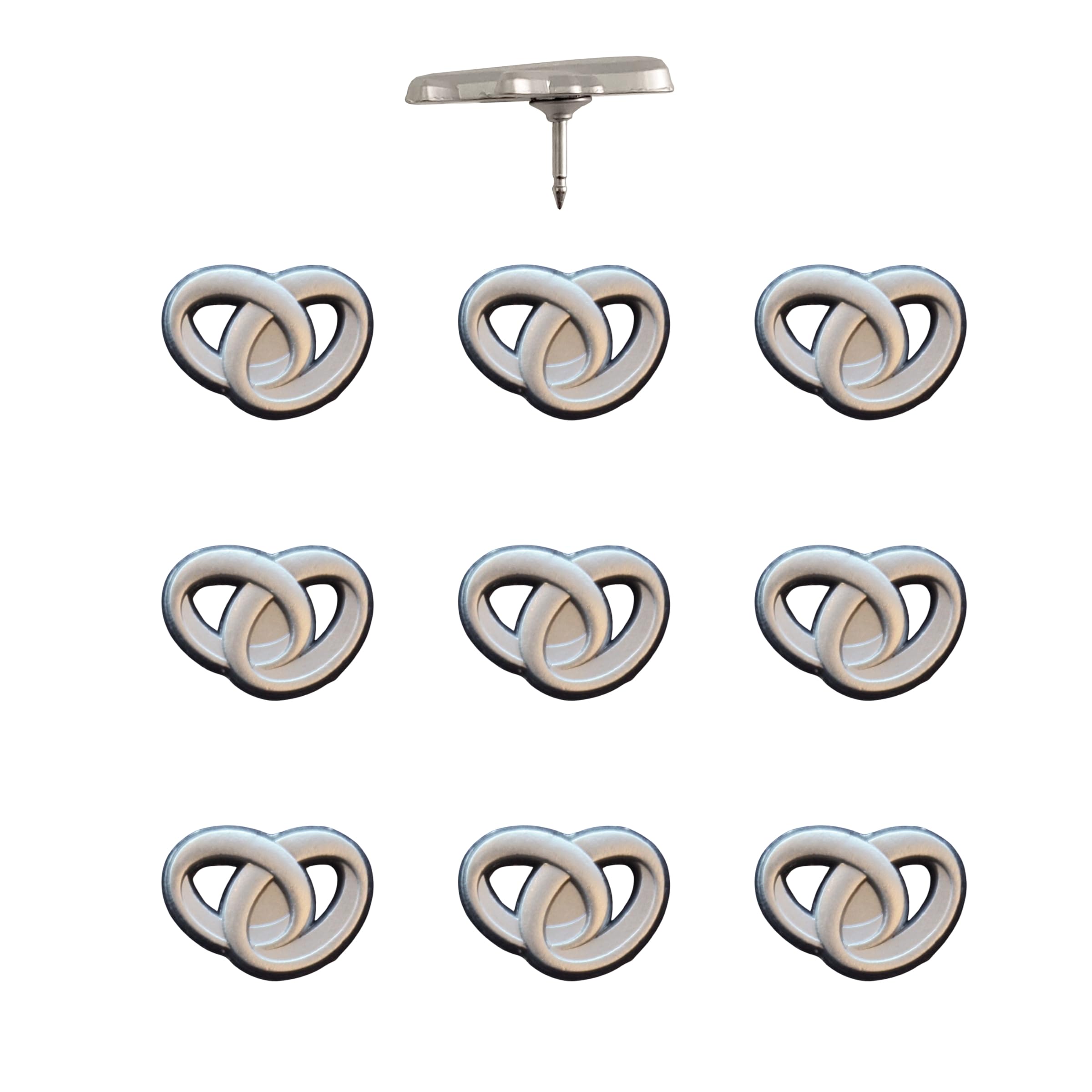 Wedding Rings Push Pins - Silver Intertwined Wedding Rings Map Pins for Cork Boards, Maps, or Lapel Use - Designed in USA - Set of 4