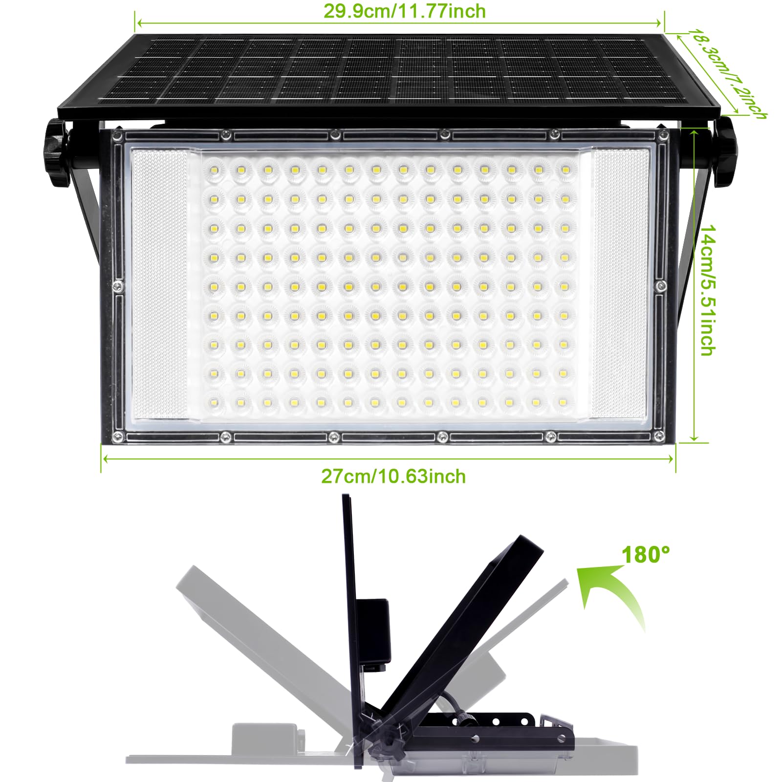 CREATESTAR Foco Led Exterior Solar, 150W Luz Solar con Sensor de Movimiento,8000aAh Luce Solares Exterior con 3 Modos,IP65 Impermeable Lampara Solar para Jardín Garaje Patio