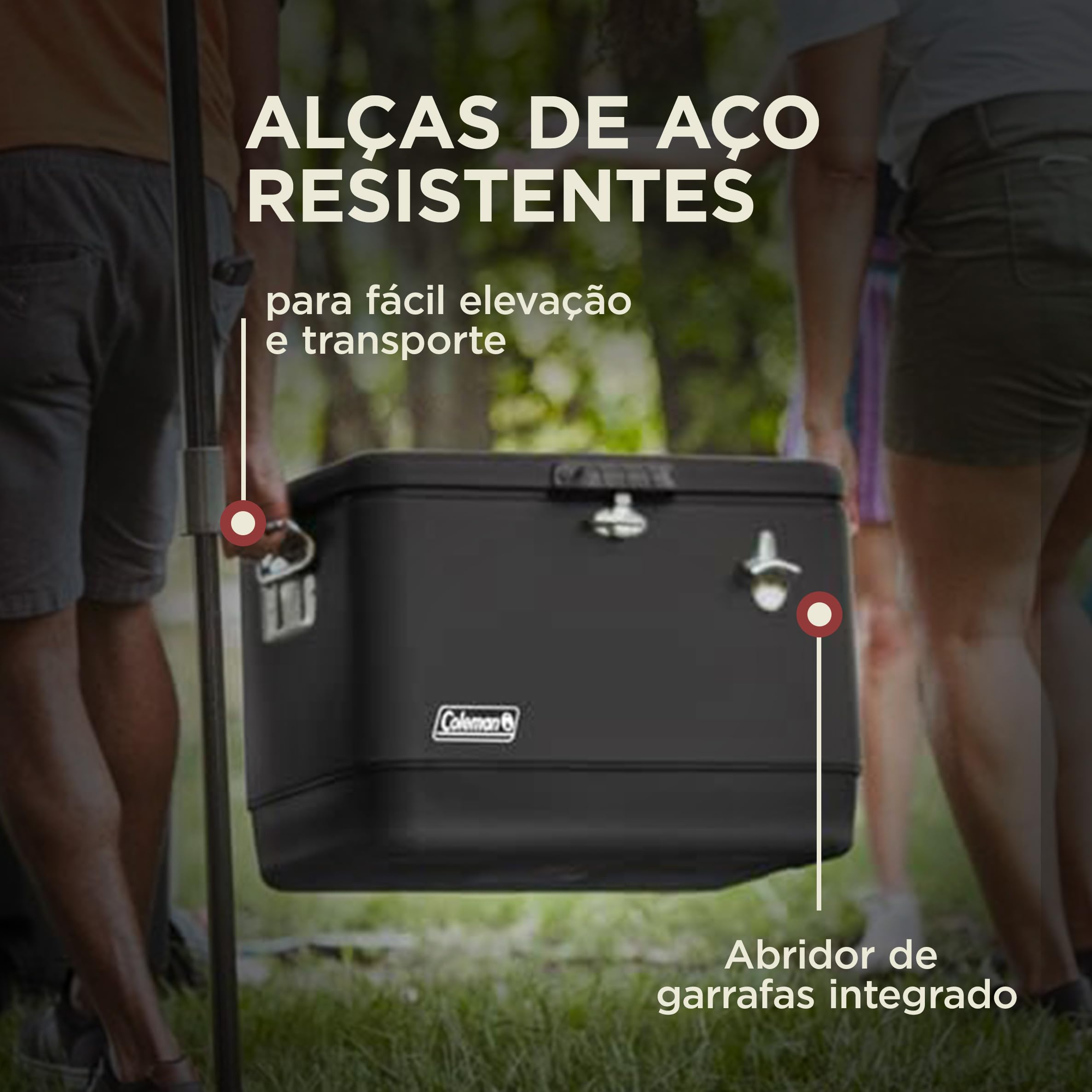 Caixa Térmica Reunion™ 54QT 51L Aço Inoxidável All Black Coleman