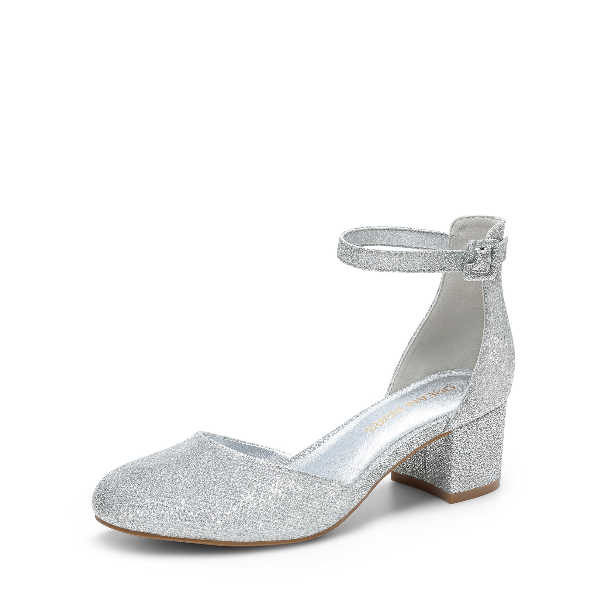 DREAM PAIRS Women's Closed Round Toe Low Block Heels Ankle Strap Chunky Heel Pumps Dress Wedding Office Party Shoes