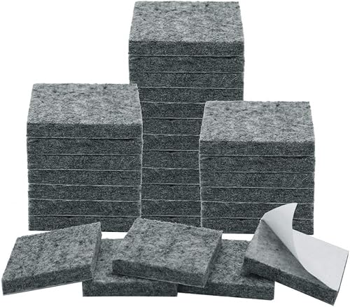 uxcell 30pcs Muebles Almohadillas Cuadradas 1 12" Autoadherente Antiarañazos Antiarañazos Almohadillas de Fieltro Protector de Pisos Gris