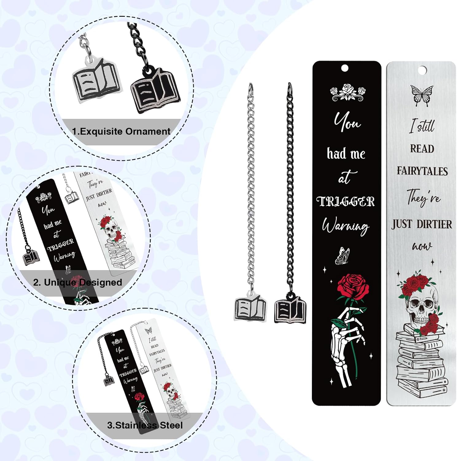 Dark Romance Bookmarks Gifts - 2PCS Funny Bookmarks for Women Friends Girls Spicy Romance Gothic Book Marks for Book Lovers Reader Bookworm Halloween Thanksgiving Christmas Birthday Gag Gift - Image 3