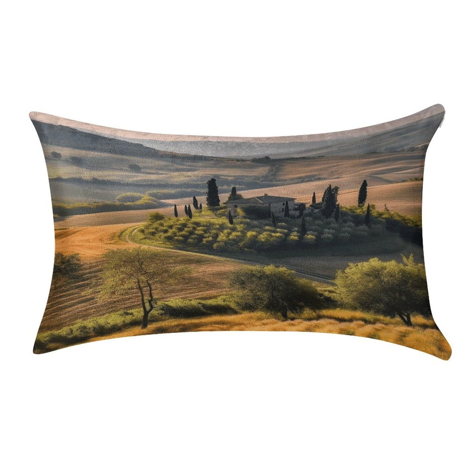 VstaDank Tuscany Landscape Tree Scenery Farm Pillow Covers Super Soft Pillow Cases Rectangular Throw Pillowcase Decorative Luxury Cushion Cases Velvet Lumbar Pillow Shells with Zipper 12 X 20 in