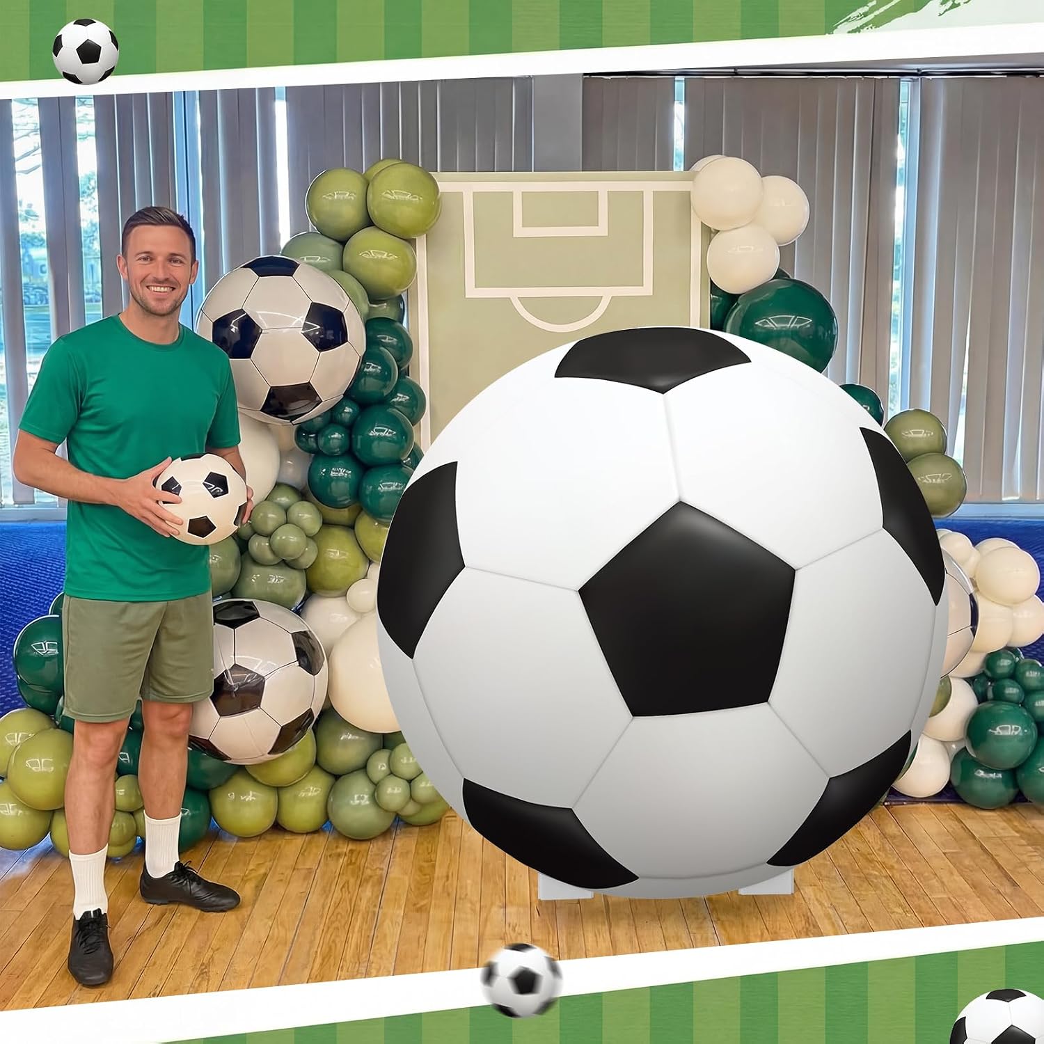 Capoda 3.9 ft Large Soccer Party Signs Decoration Sports Cardboard Cutout Stand up Backdrop for Soccer Birthday Decor Balls Photo Viewing Events Game Day Celebrations Supplies