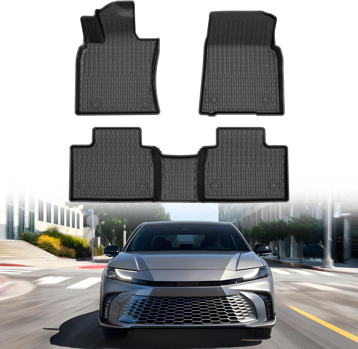 Mixsuper Floor Mats for 2025 Toyota Camry (Include Hybrid), All Weather Floor Liners Durable 1st and 2nd Row Set Black For | Toyota Camry 2025 | 1st & 2nd Row