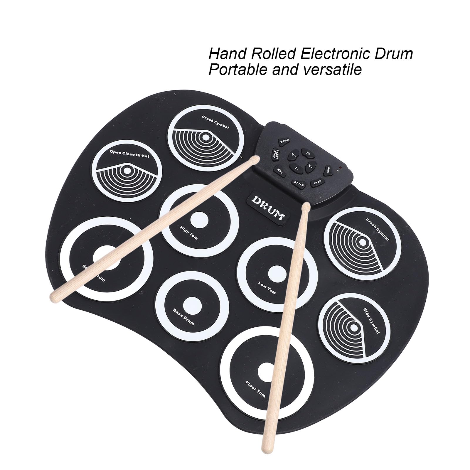 Elektronisches Schlagzeug-Set, Tragbares USB-Silikon-9-Pads, Roll-Up-Drum-Übungspad mit Integrierten Pedal-Drumsticks