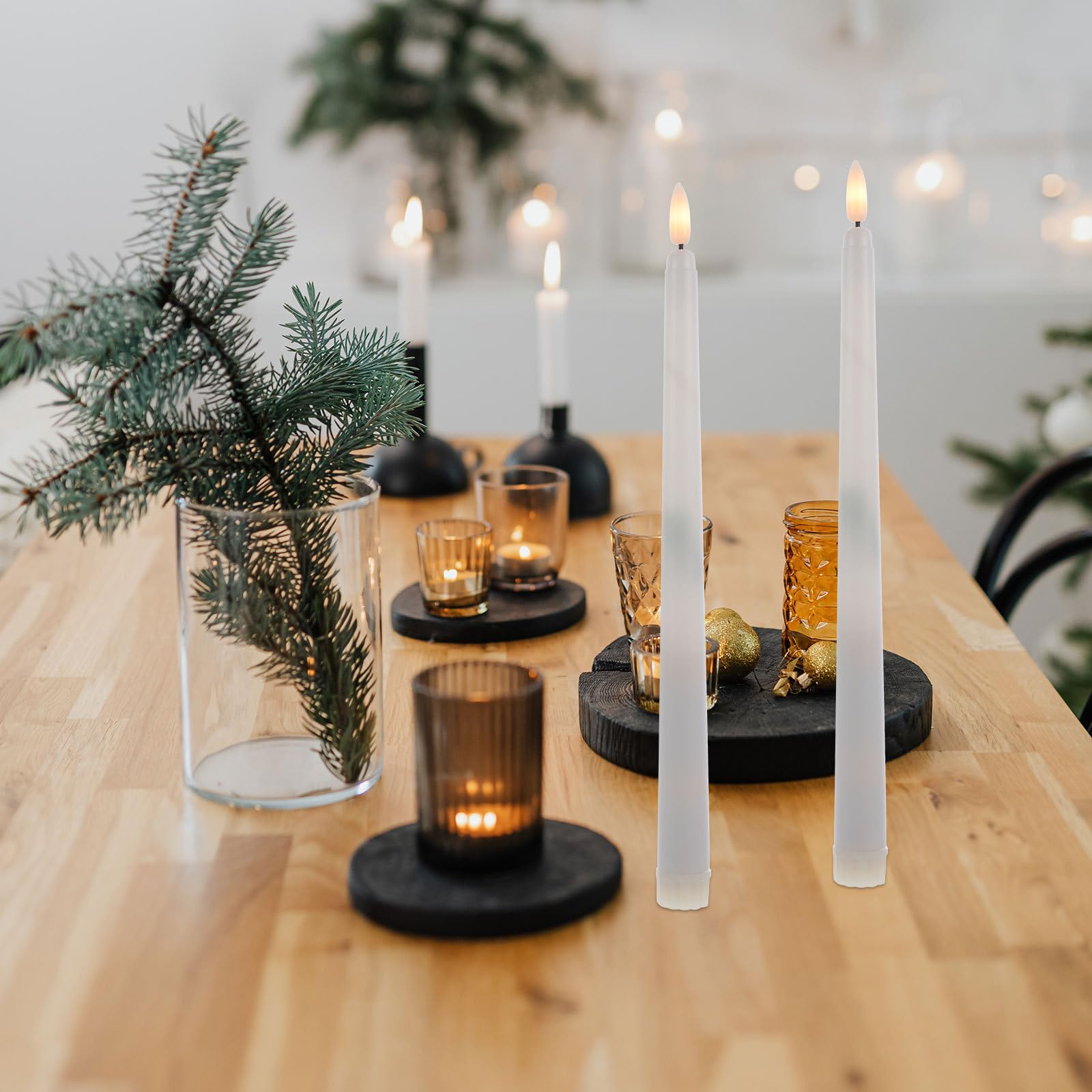 Hohopeti Set 6 Candele Coniche senza Fiamma a Batteria con Telecomando 10 Tasti, Luci LED Calde per Decorazioni Natalizie, Matrimoni e Ambienti Interni, Alternative Sicure alle Candele