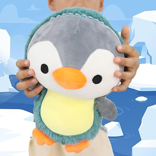 Miniatura 9 de Animal de peluche de pingüino vestido con disfraz de dinosaurio esponjoso, juguetes de peluche de pingüino con traje de dinosaurio verde mullido con