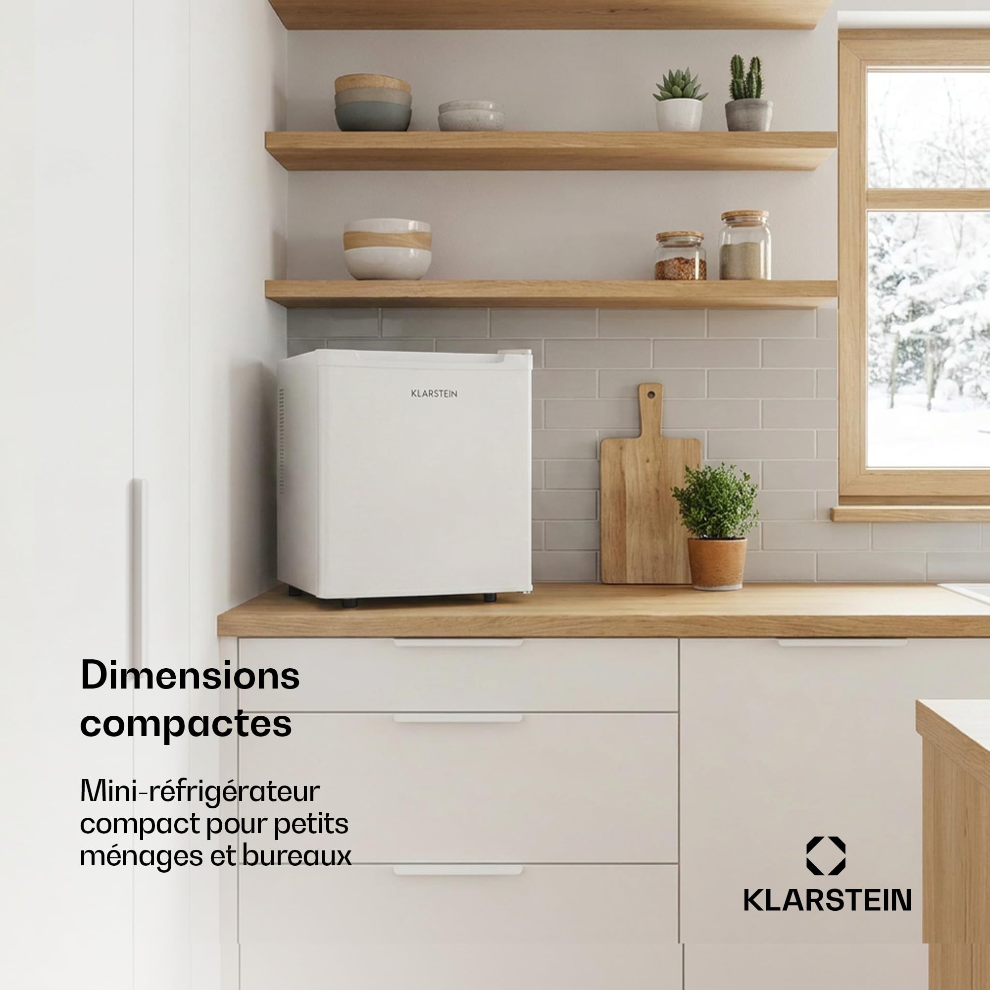 Klarstein Mini Frigo de Chambre de 30L pour Snacks et Boissons, Petit Frigo Top Silencieux, Mini Bar, Petit Réfrigérateur Camping, Mini Frigo Cosmetique, Refrigerateur avec Étagères Réglables, 5-15°C