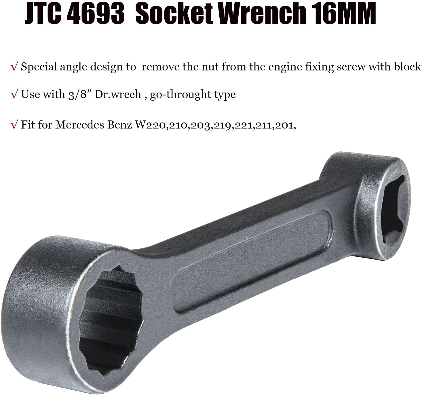 Offset Wrench 16mm Engine Mount Socket Wrench 4693 Suitable for Mercedes Benz W203 W204 W210 W211 W220 W221