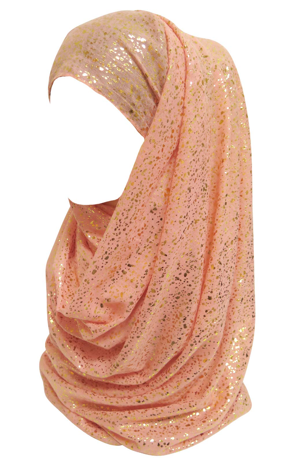 Lina & Lily Women's Peach Sparkle Gold Glitter Foil Hijab Head Scarf For (Peach)